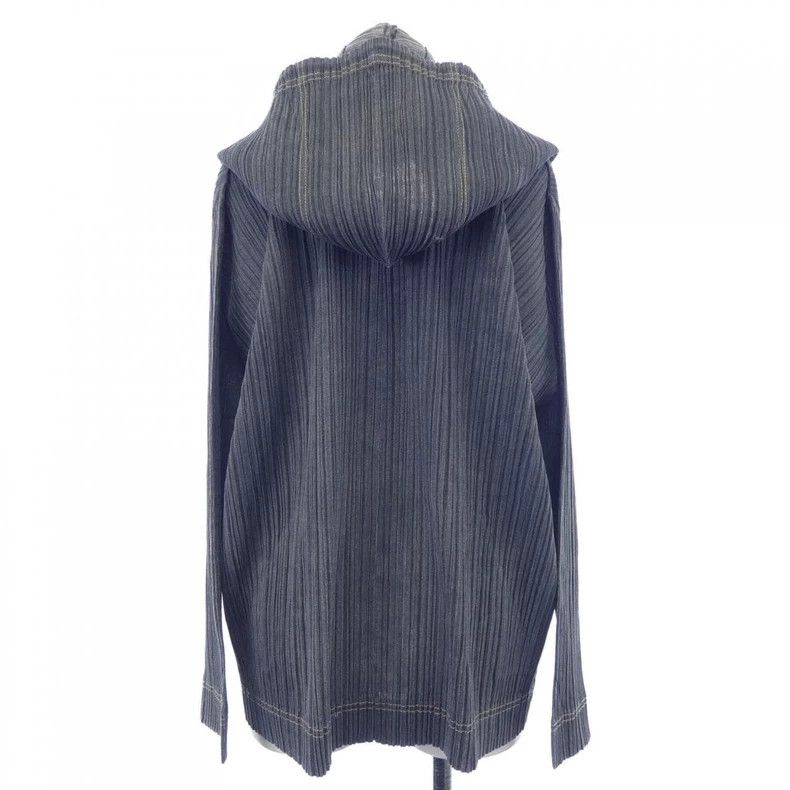 Issey Miyake Issey Miyake Denim pleated hoodie Size L / US 10 / IT 46 - 2 Thumbnail
