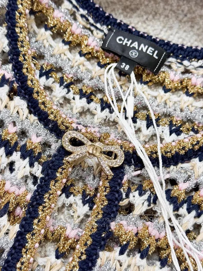 Chanel Chanel Gold-plated fine glitter bow button mixed color kni Size XS / US 0-2 / IT 36-38 - 4 Thumbnail