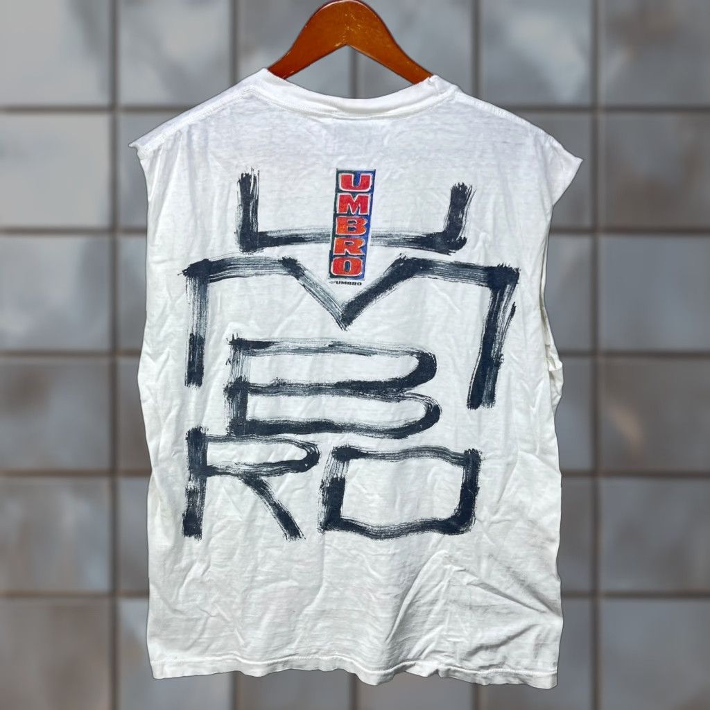Umbro VINTAGE Umbro Shirt Men Ombro Sleeveless White Cotton 90s Large T-Shirt Sleeveless Crew Neck Regular Fit Size US L / EU 52-54 / 3 - 1 Thumbnail