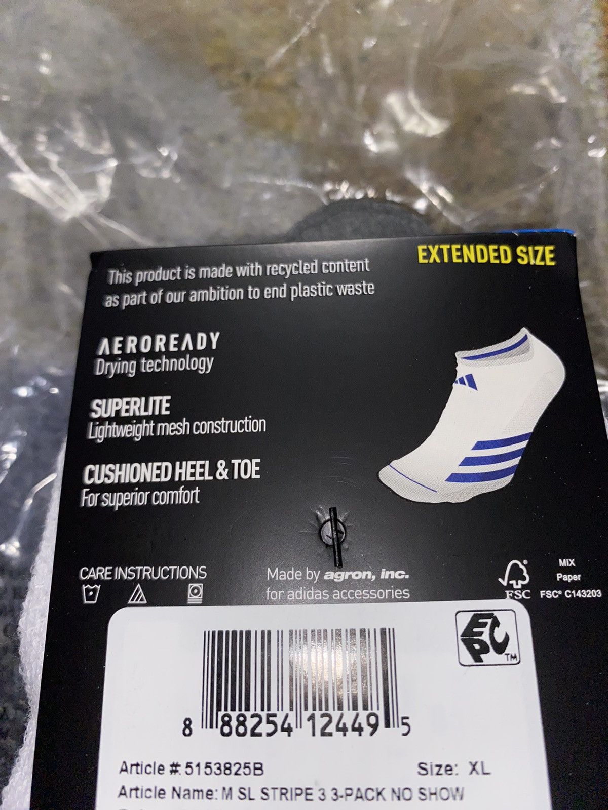 Adidas Adidas Superlite Stripe No-Shoe Socks (3 PAIRS) XLARGE Size ONE SIZE - 3 Thumbnail