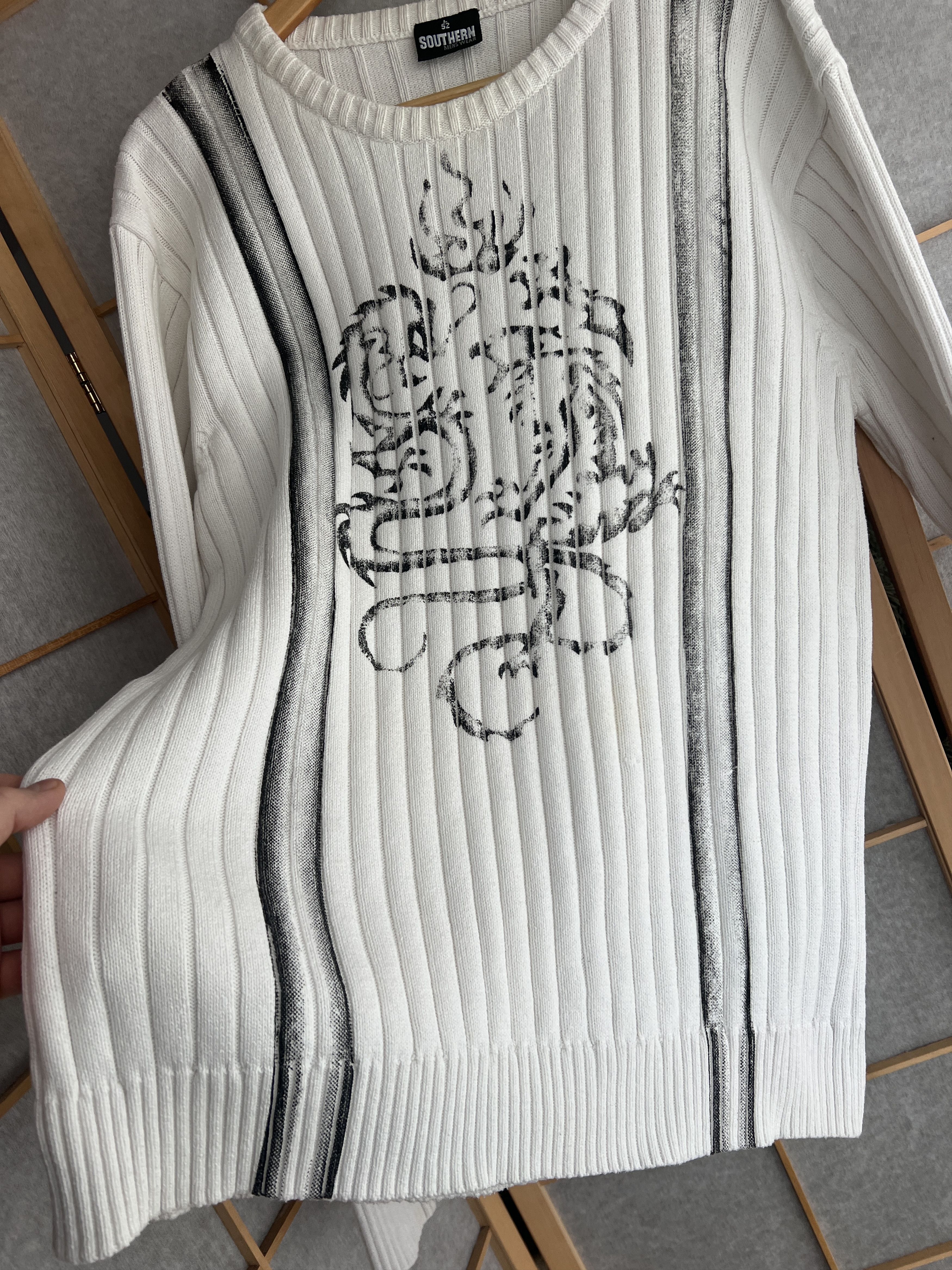 Hysteric Glamour Japan tribal VTG 00s Y2K ribbed dragon structur knit sweater Size US L / EU 52-54 / 3 - 9 Thumbnail