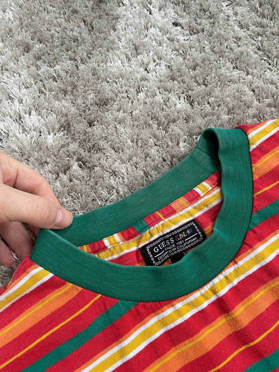 Guess × J Balvin × Vintage GUESS x J Balvin T-Shirt Orange Green Stripe Embroidered Size US S / EU 44-46 / 1 - 4 Thumbnail