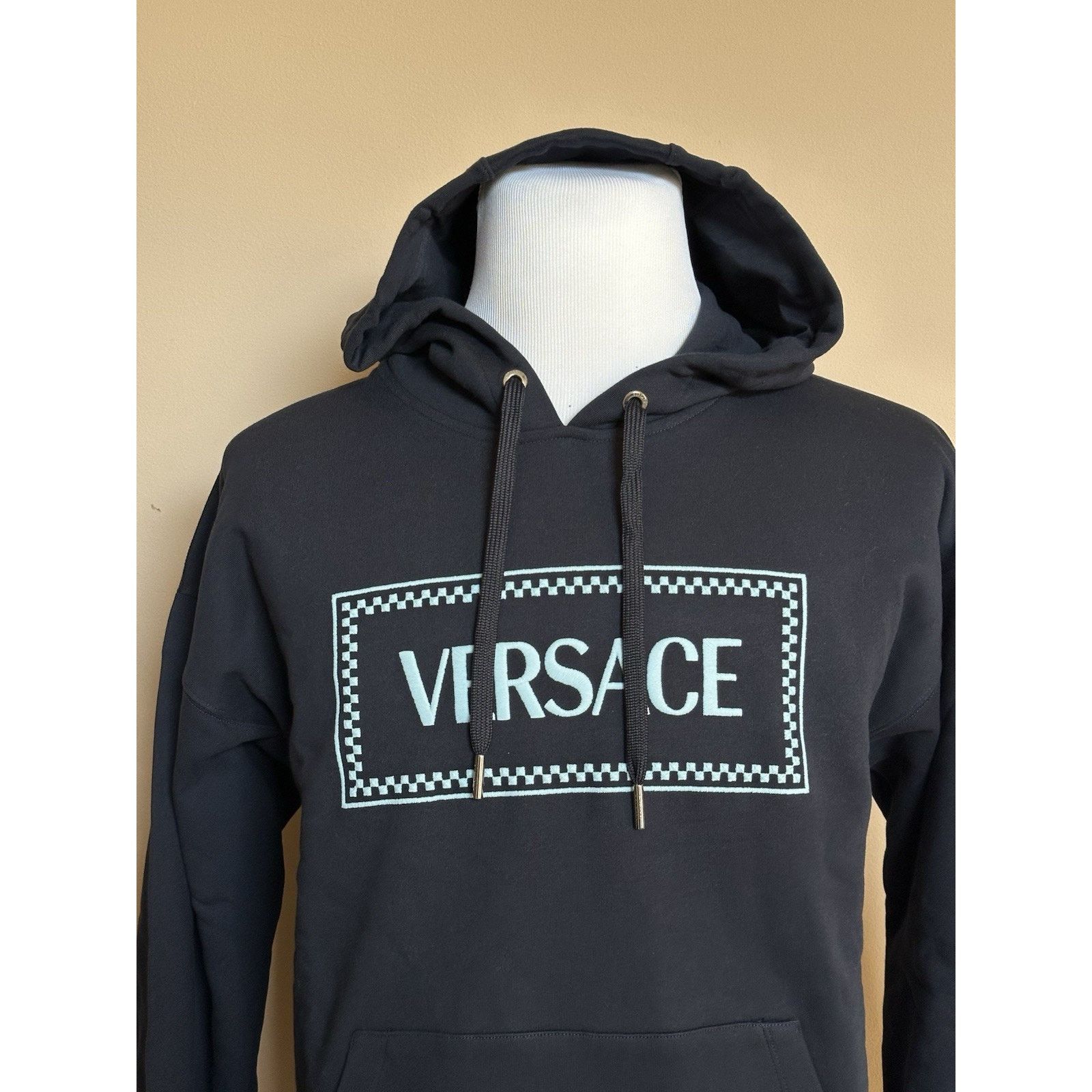 Versace Versace Embroidered Blue Sweatshirt with Hoodie XL 1012564 Size US XL / EU 56 / 4 - 2 Thumbnail