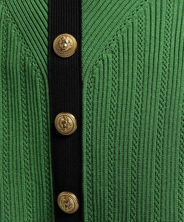Balmain o1s1wg110825 Ribbed Pointelle Knit Mini Skirt in Green Size 27" / US 4 / IT 40 - 5 Thumbnail