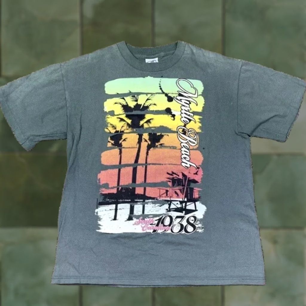 Vintage VINTAGE Cal Cru Myrtle Beach T Shirt Striped 90s Graphic Crew Neck Short Sleeve Medium Blue Men Size US M / EU 48-50 / 2 - 1 Thumbnail