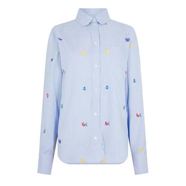 Kenzo o1g2r1mq1024 Pixel Striped Shirt in Light Blue Size L / US 10 / IT 46 - 1 Thumbnail