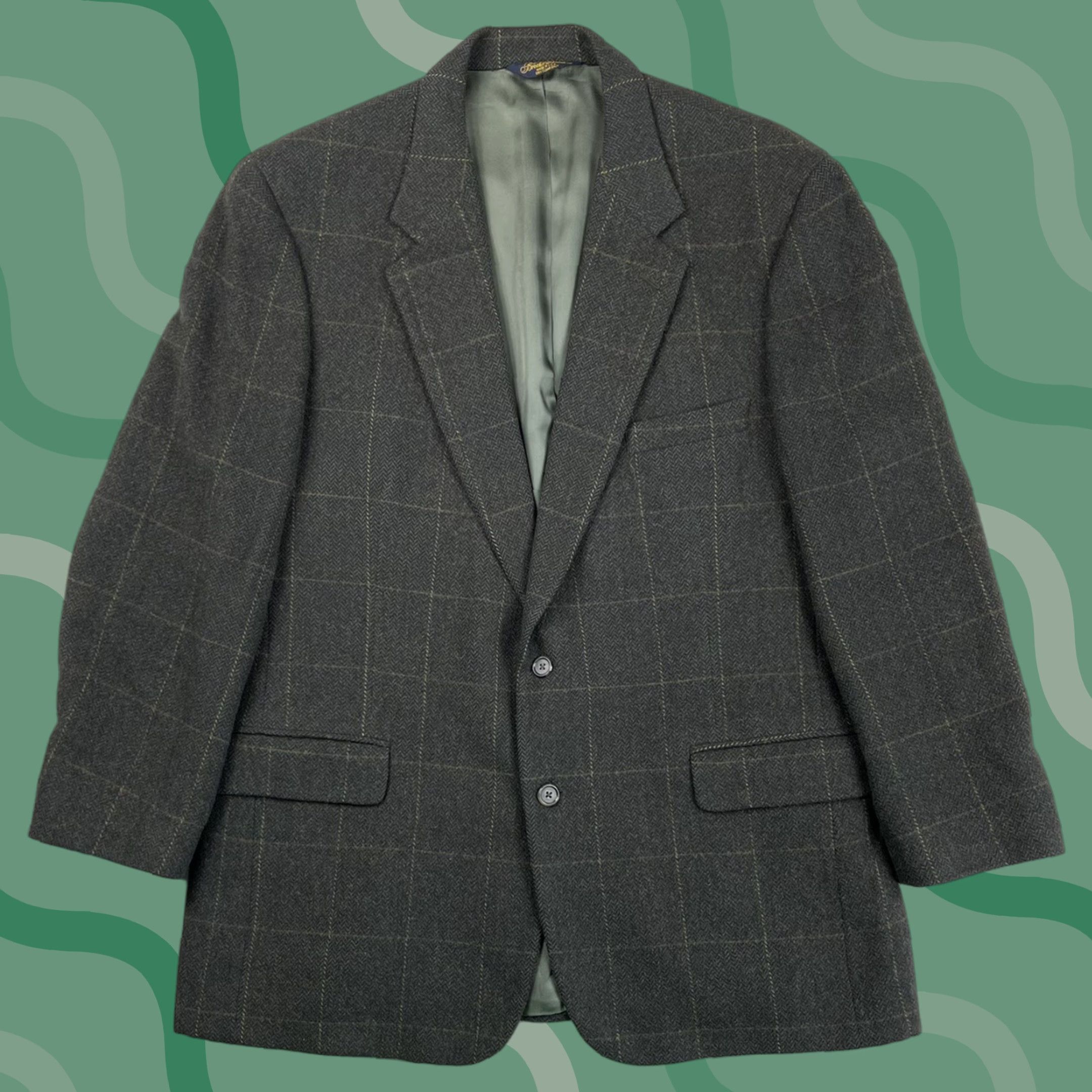 VINTAGE Brooks Brothers Camel Hair Plaid Blazer Jacket 44R Regular Fit Multicolor USA Mens