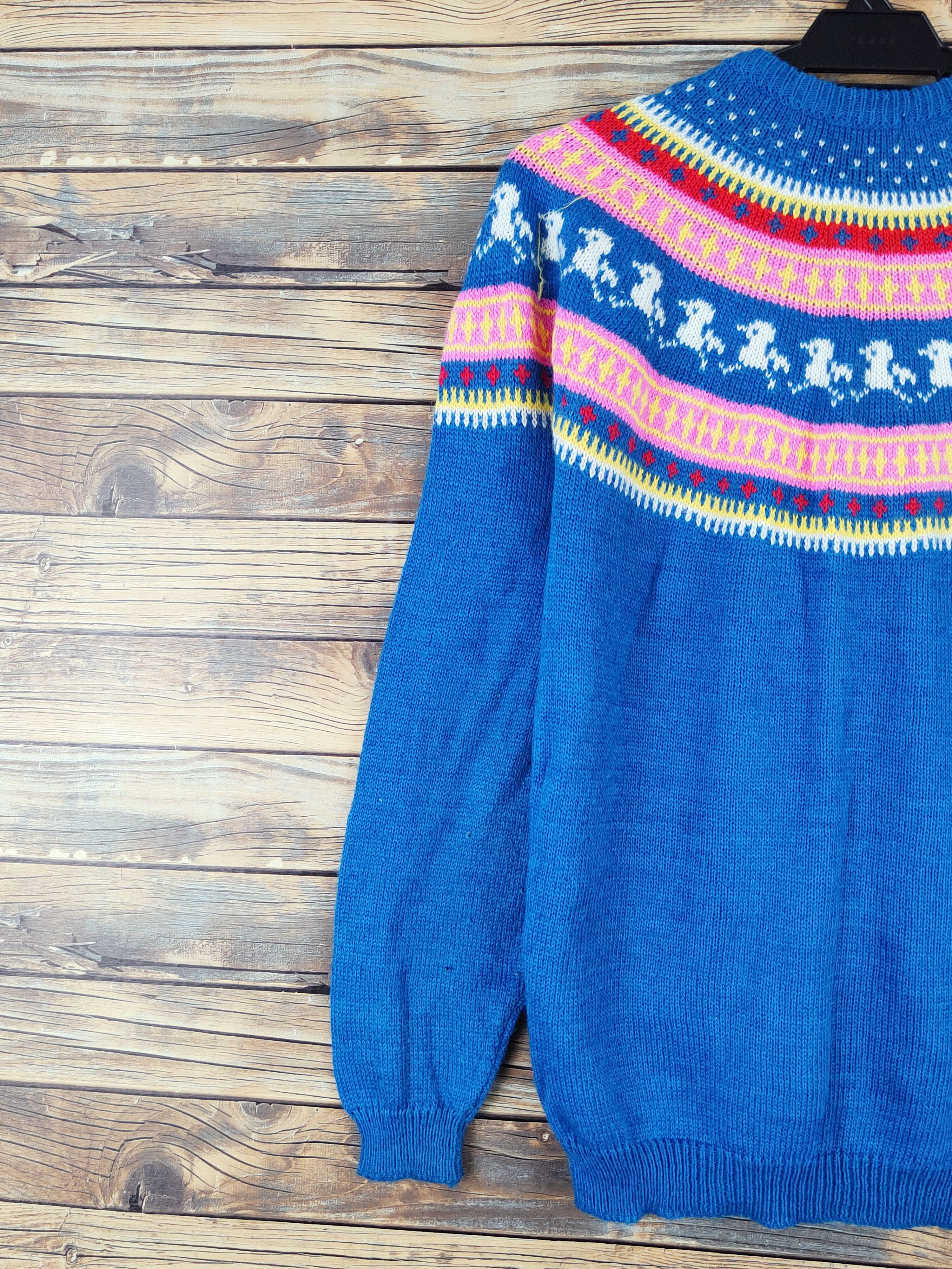 Homespun Knitwear × Japanese Brand Red Wooden Horse Blue Knitwear Cardigan #W1000 Size M / US 6-8 / IT 42-44 - 9 Thumbnail