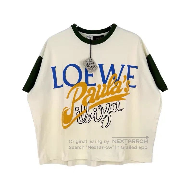 Loewe Loewe Beige White Long-sleeve with Large Logo Short-sleeve Size S / US 4 / IT 40 - 1 Thumbnail