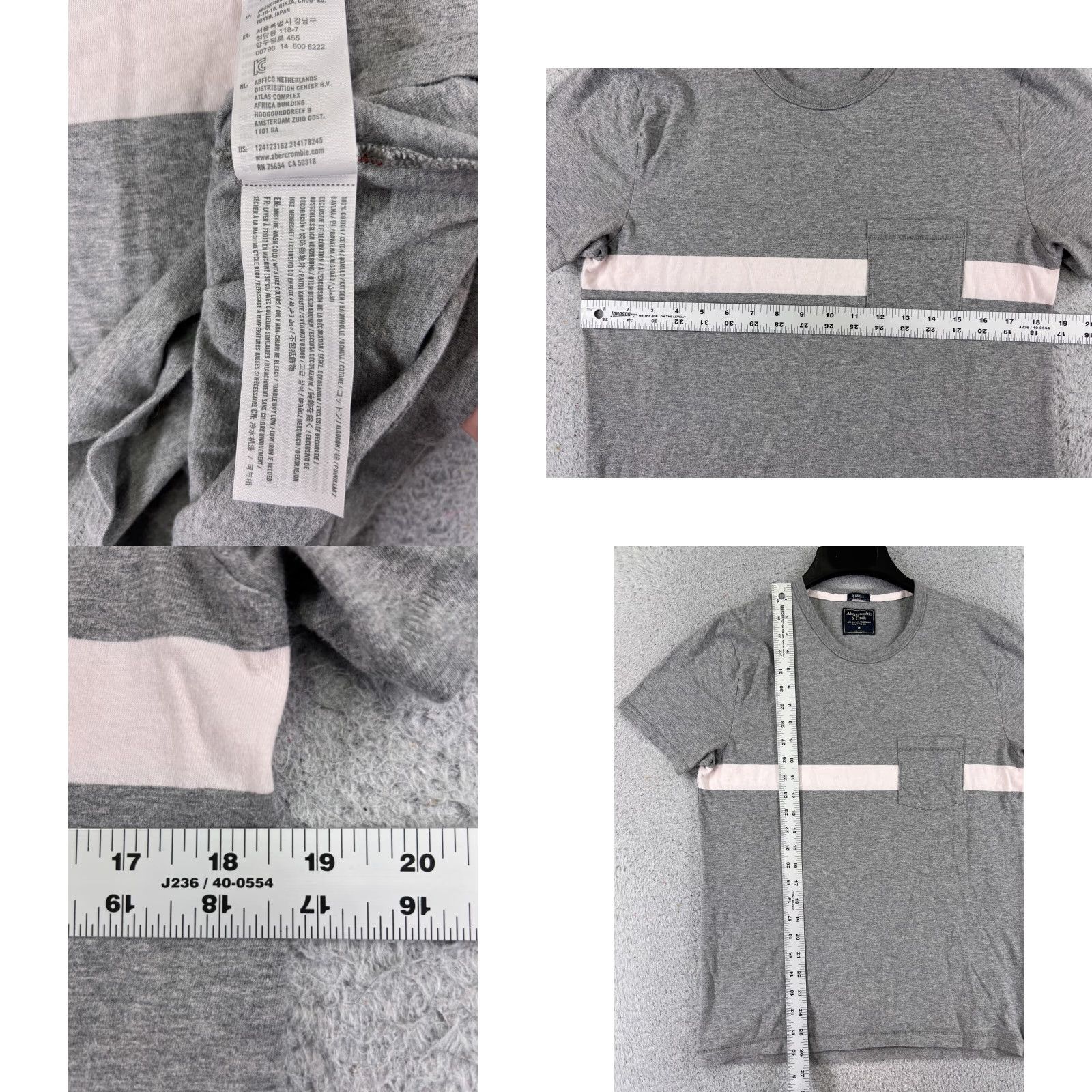 Abercrombie & Fitch Abercrombie & Fitch Shirt Mens Medium Gray White Stripe Crew Neck Short Sleeve Jersey T-Shirt USA Size US S / EU 44-46 / 1 - 8 Thumbnail