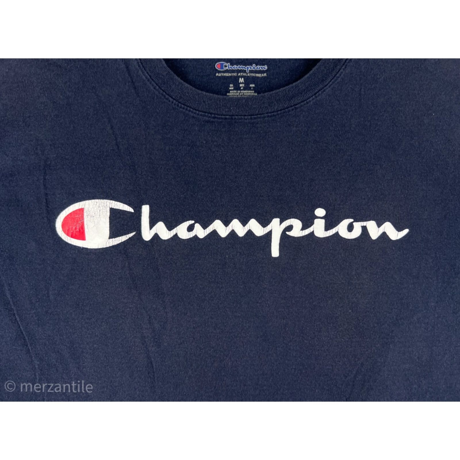 Champion Champion Shirt Men Medium Blue Cotton Blend Short Sleeve Crew Neck Logo Sports Mens Size US M / EU 48-50 / 2 - 3 Thumbnail