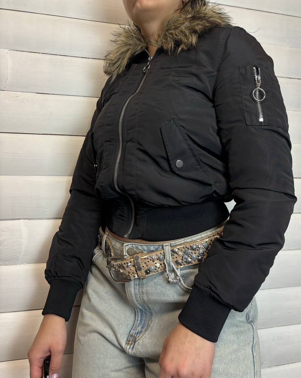Japanese Brand × Vintage Vintage Y2K Nylon Bomber Opium Fur Sheepskin Owns Jacket Size US S / EU 44-46 / 1 - 2 Thumbnail