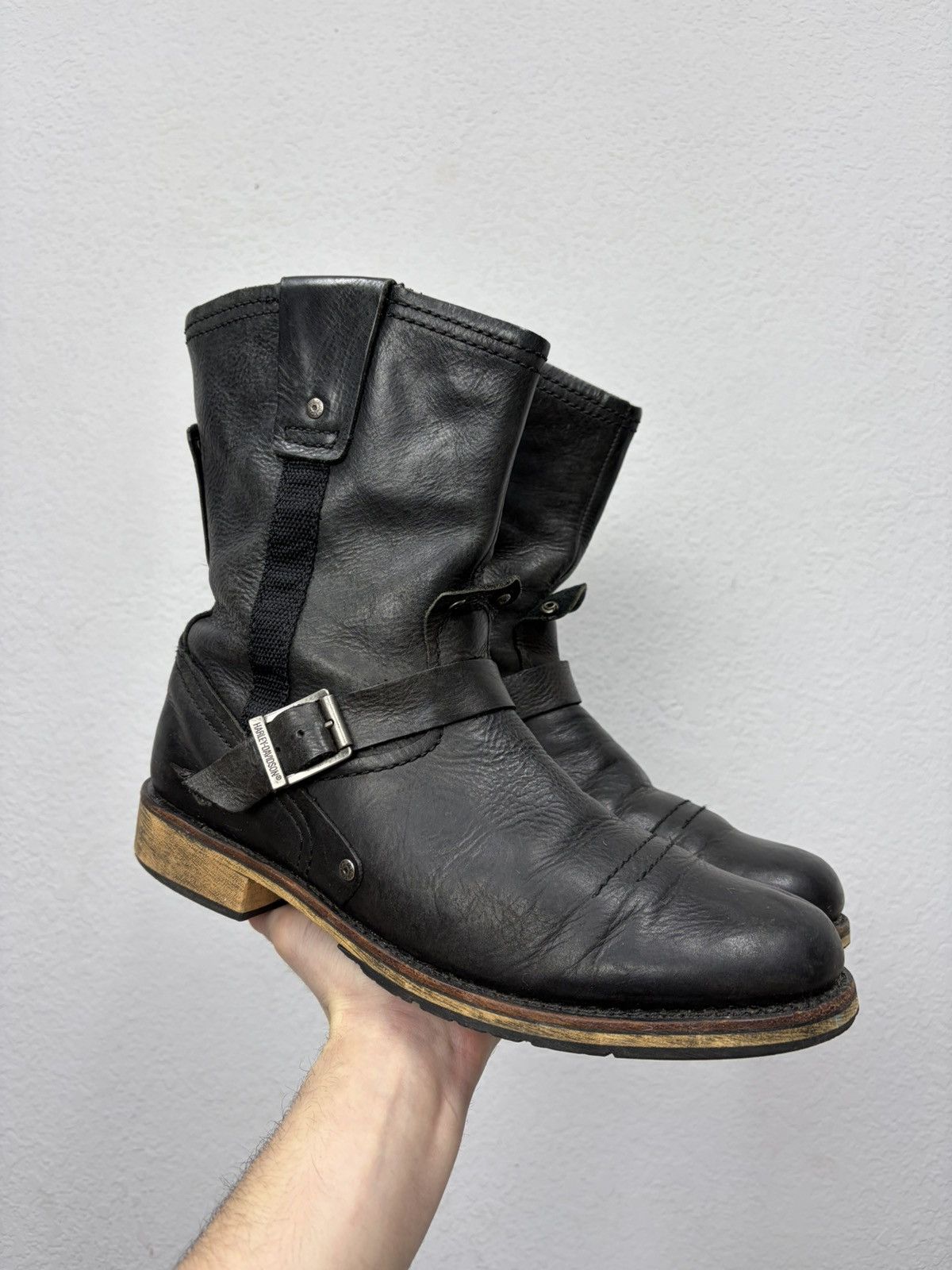 If Six Was Nine Vintage Harley Davidson Guidi Style High Leather Biker Boots Size US 11 / EU 44 - 4 Thumbnail