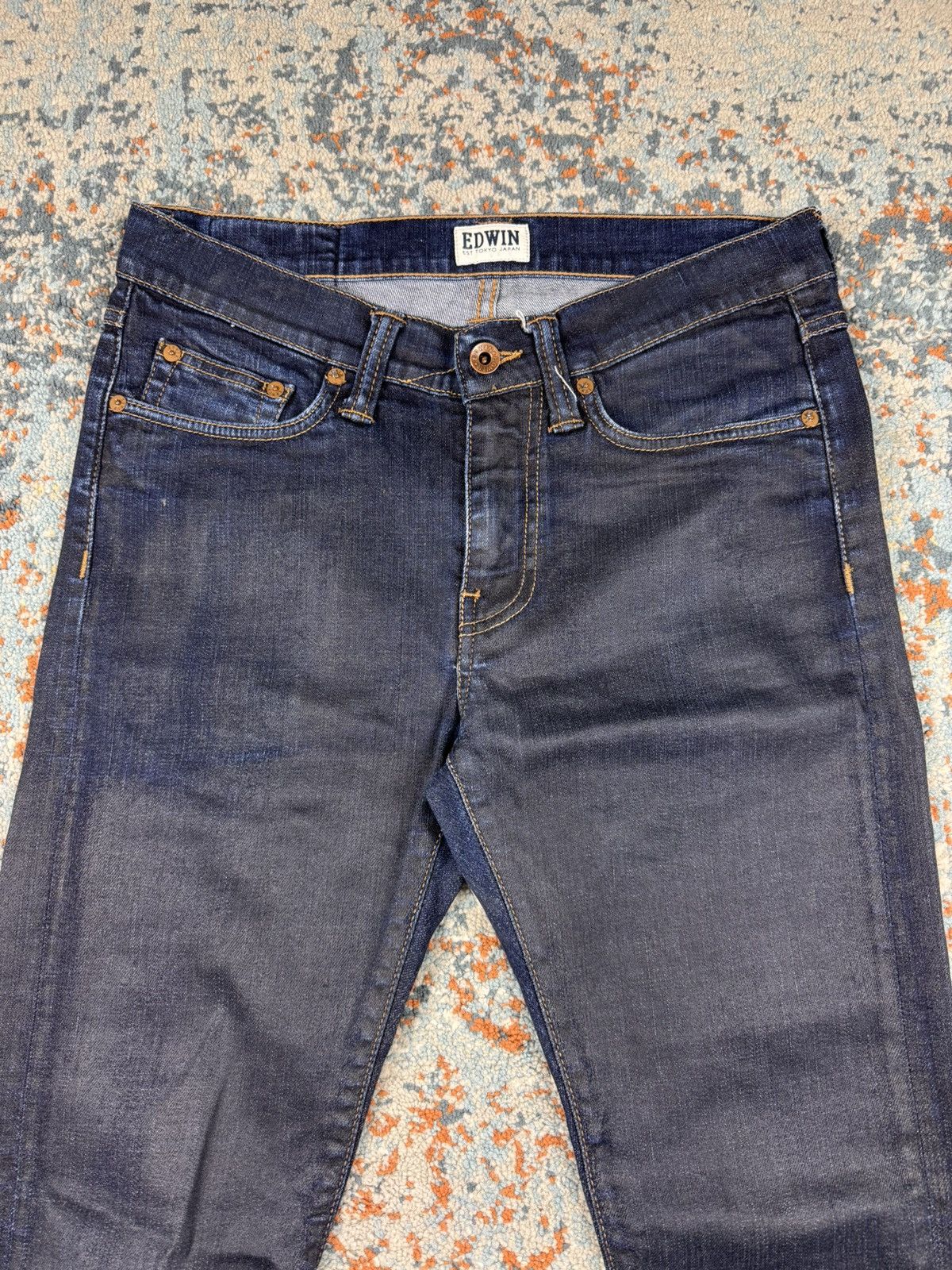 Edwin × Vintage Rare Vintage y2k Edwin waxed coated skinny jeans denim pants Size US 31 - 7 Thumbnail