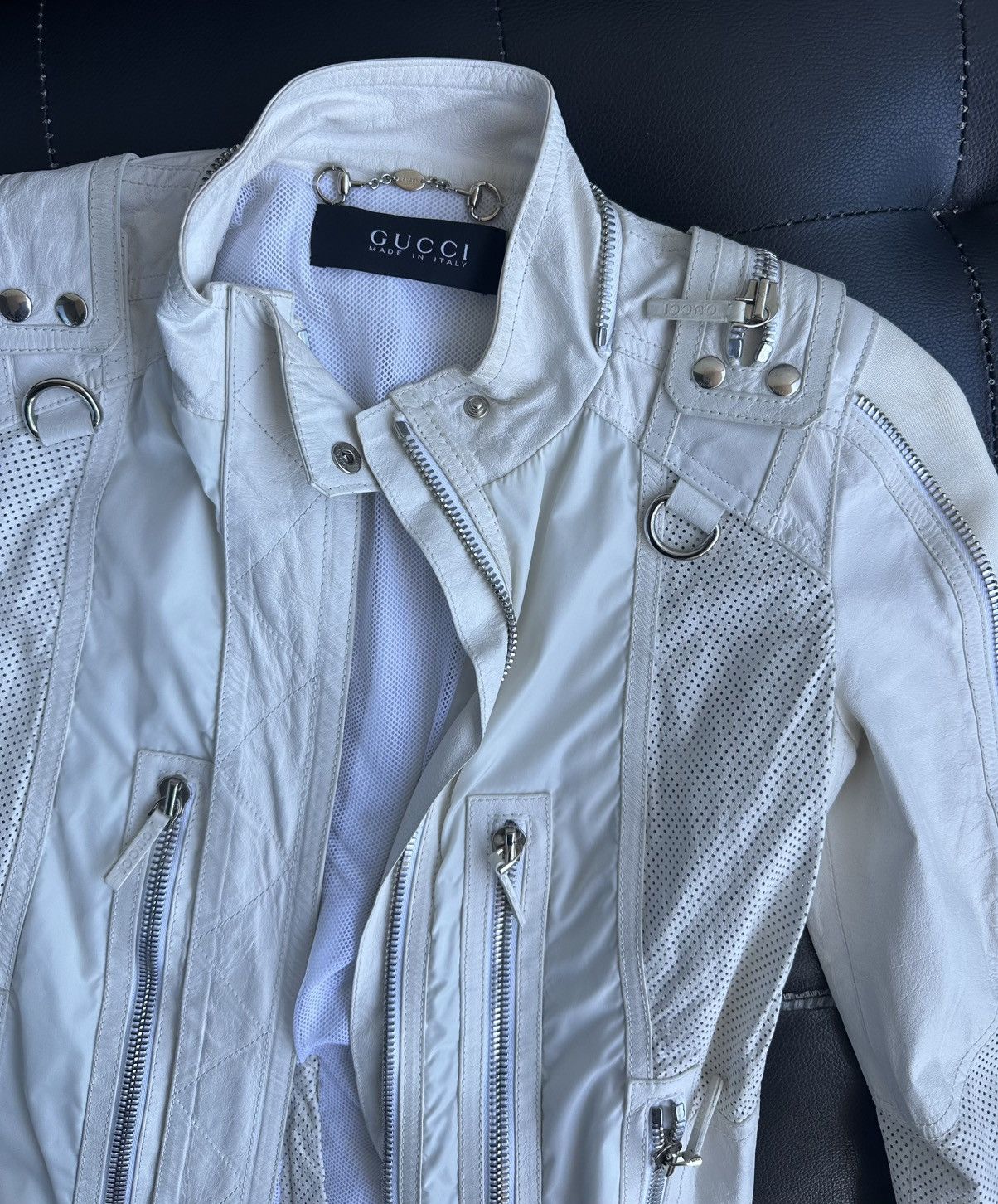 Gucci × Tom Ford × Vintage Gucci By Tom Ford 2003 Ivory leather Moto jacket galliano Size S / US 4 / IT 40 - 3 Thumbnail