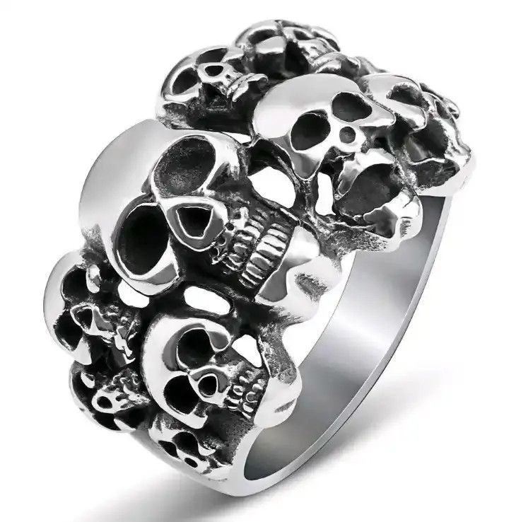 Jewelry Multiple Skeleton Skull Man Rings Grunge Rock Ghost Size ONE SIZE - 4 Thumbnail