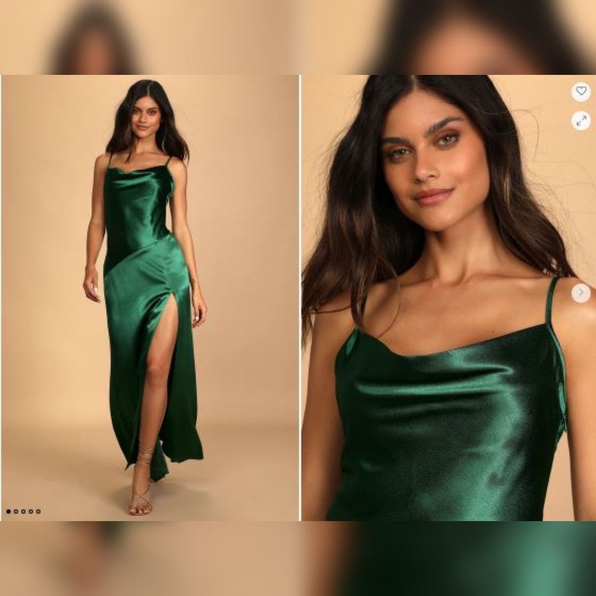 Lulus NWT Lulu's Emerald Green Satin Cowl Neck Maxi Dress Medium | Grailed