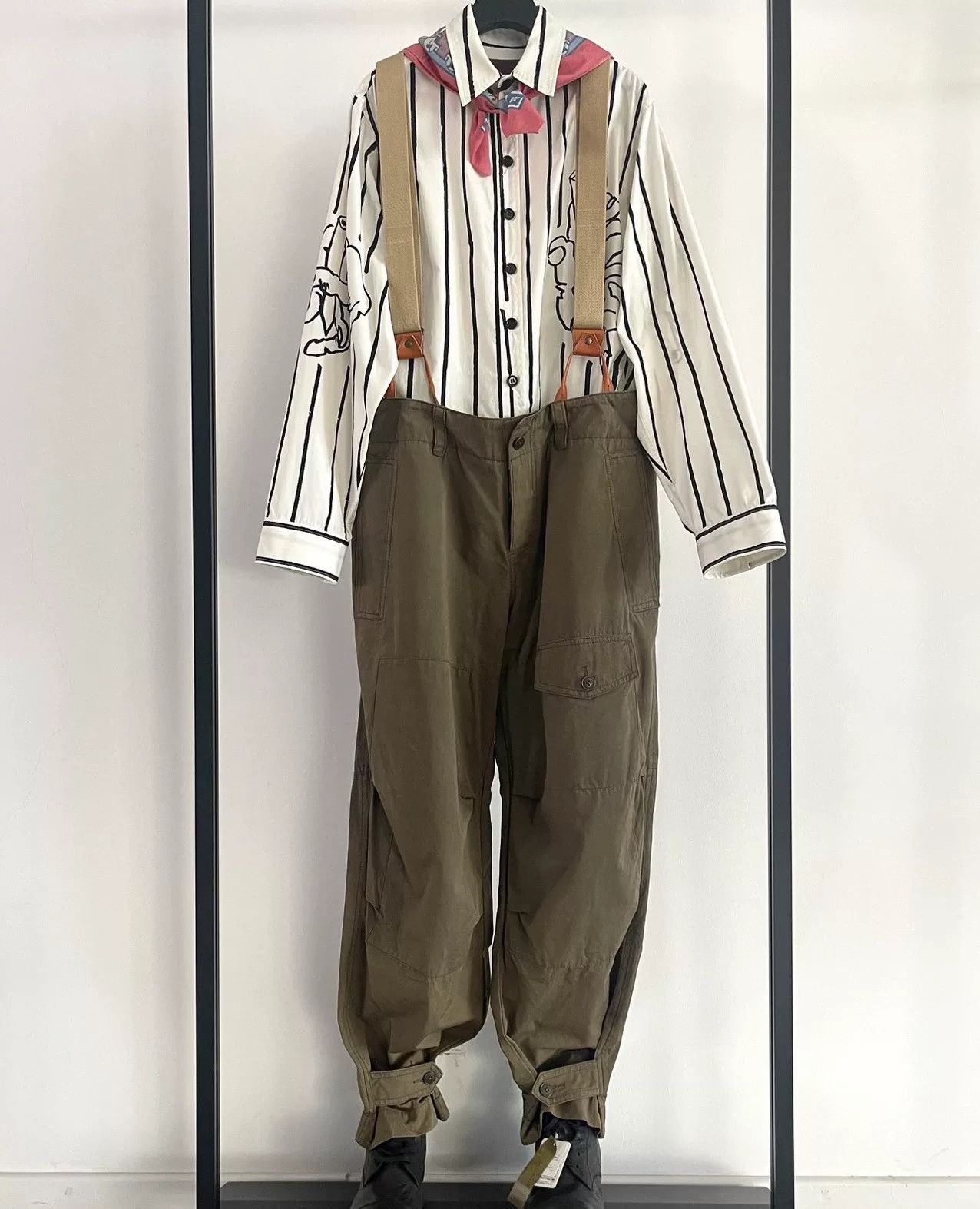 Y's Y's Yamamoto Green Work Pants with Suspenders Size US 30 / EU 46 - 1 Thumbnail