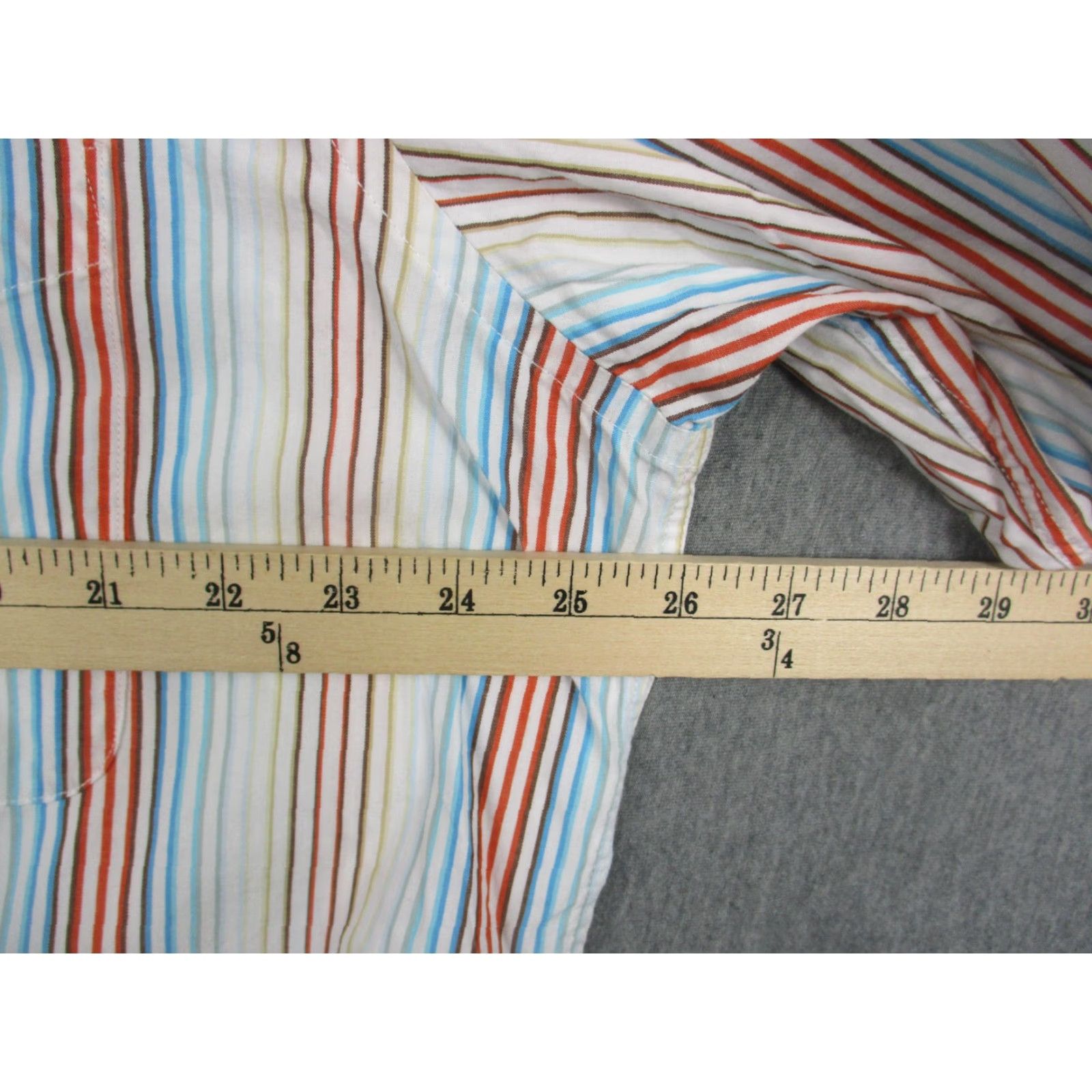 Vintage Alan Flusser Shirt Mens XL Striped Button Down Long Sleeve Pocket Dress Shirt Size 46R - 5 Thumbnail