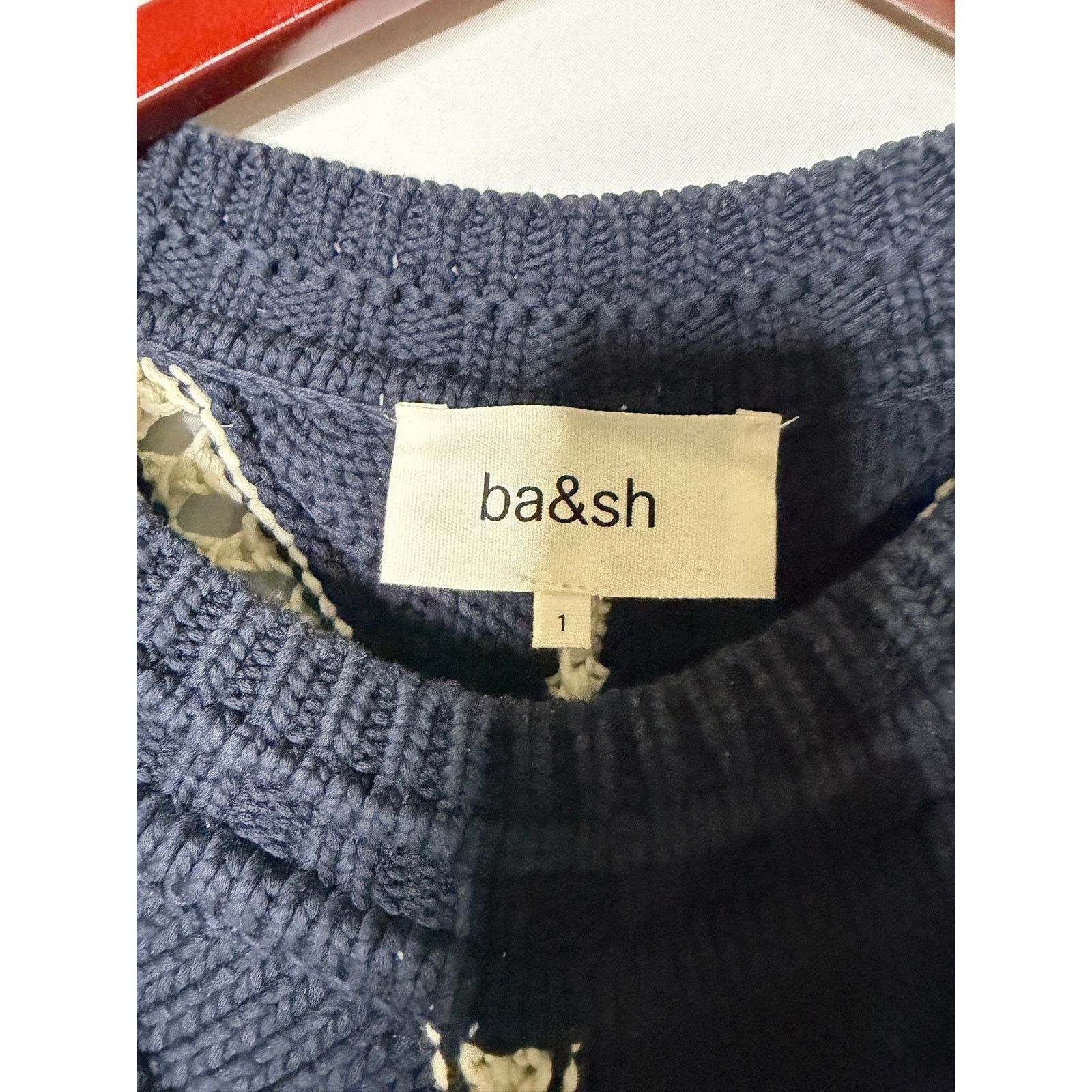 ba&sh Ba&Sh Gardy Crochet Crewneck Pullover Sweater In Marine Size S / US 4 / IT 40 - 3 Thumbnail