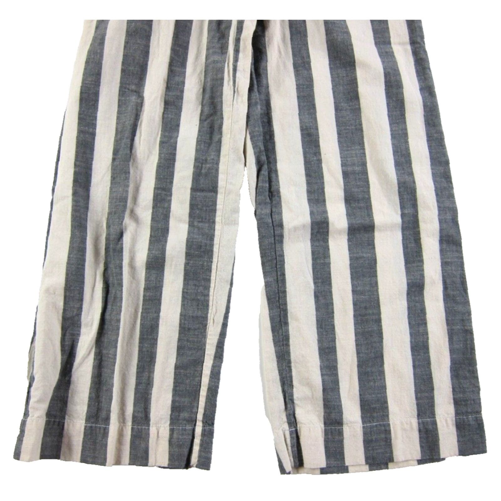 Vintage Japna 100% Cotton Ivory Blue Stripe Pocket Wide Leg Romper Jumpsuit Size XS Size 26" / US 2 / IT 38 - 6 Thumbnail