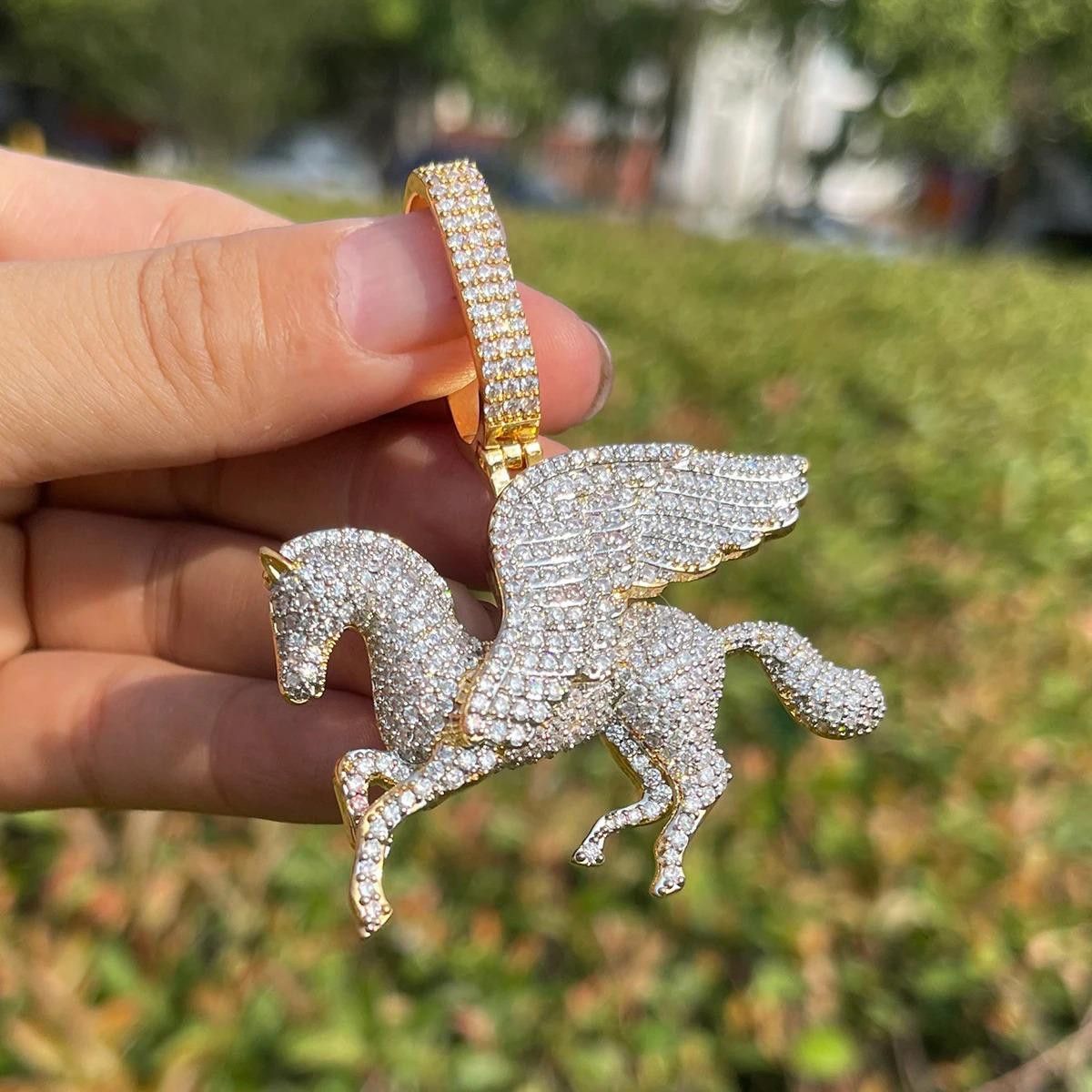 Japanese Brand Yellow Gold Diamond Pegasus Horse Necklace Grailed