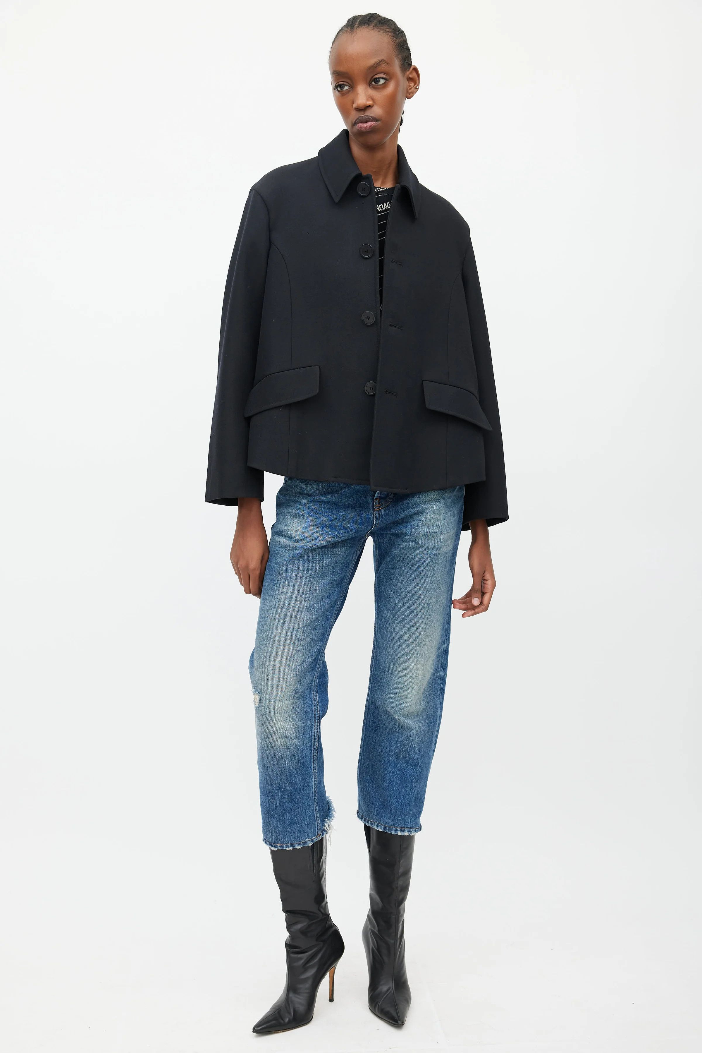 Balenciaga o1s1wg110225 Markdown Runway jacket in Black Size XXS / US 00 / IT 34 - 3 Thumbnail