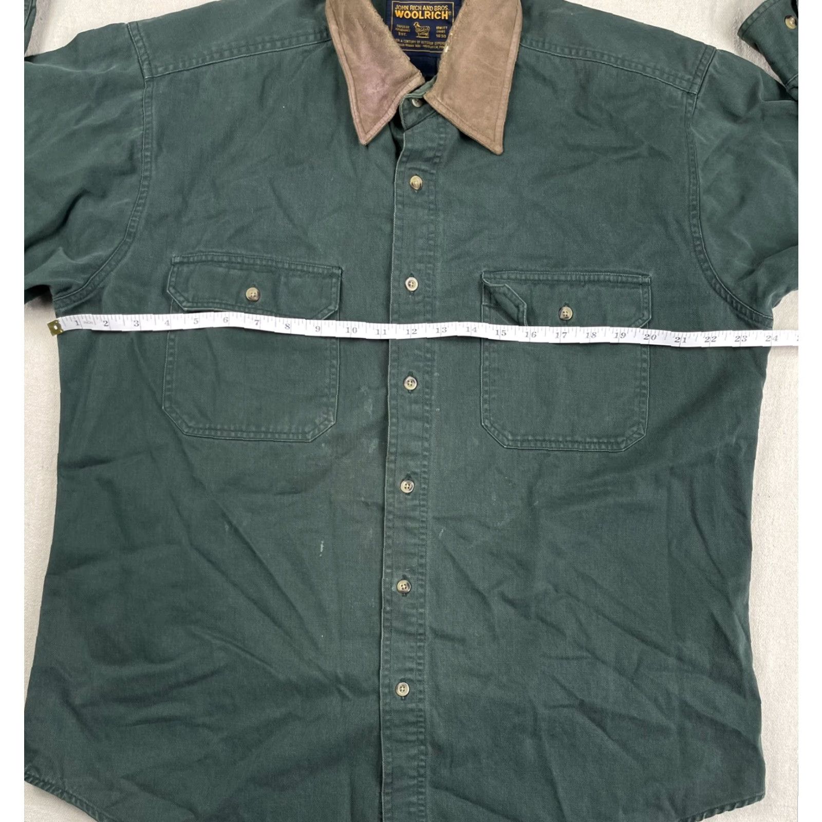 Vintage VINTAGE Woolrich Heavy Duty Button-Up Shirt Jacket Mens L Green Canvas Size US L / EU 52-54 / 3 - 5 Thumbnail