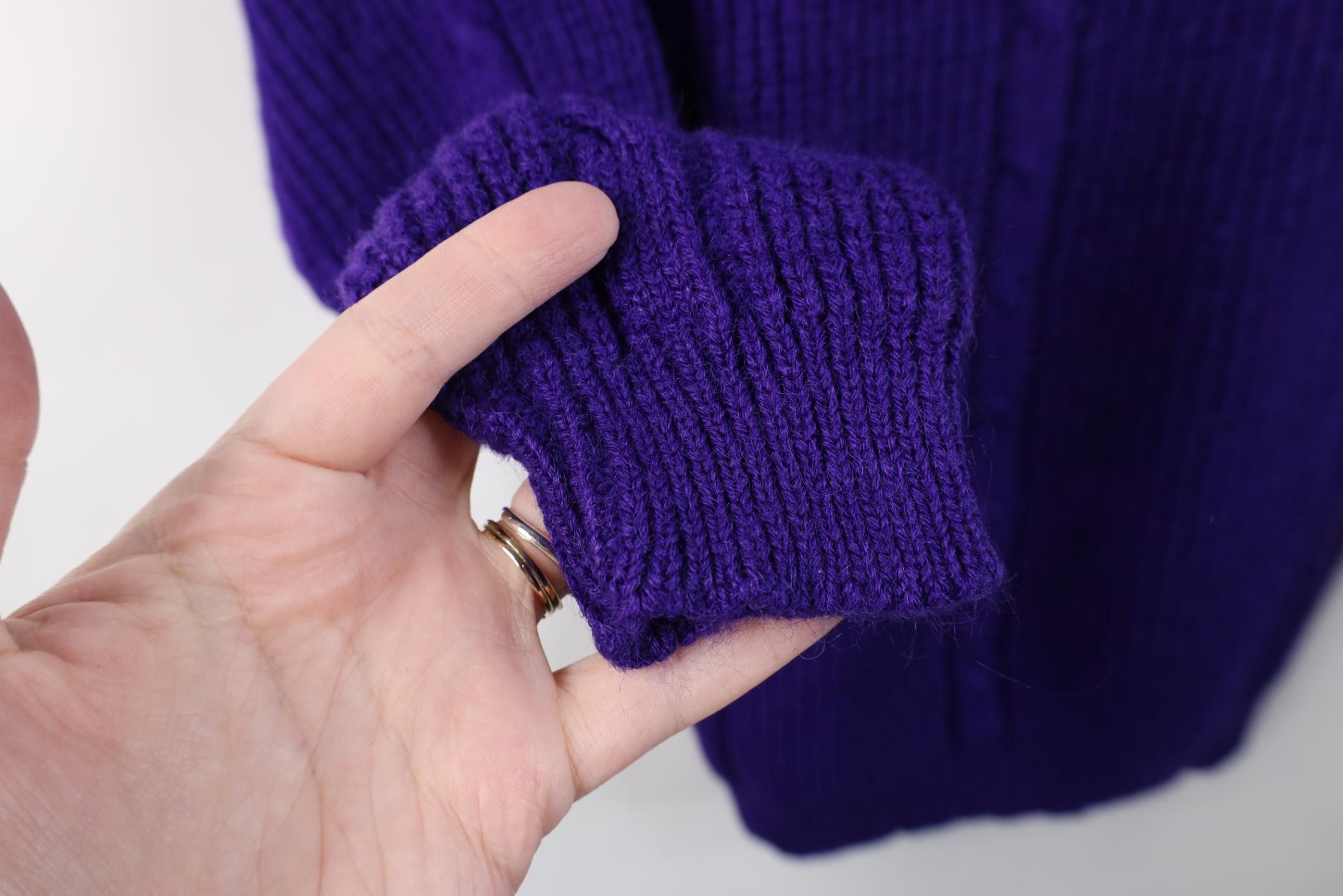 Vintage Vintage 90s Streetwear Ribbed Cable Knit Sweater Purple Size L / US 10 / IT 46 - 6 Thumbnail