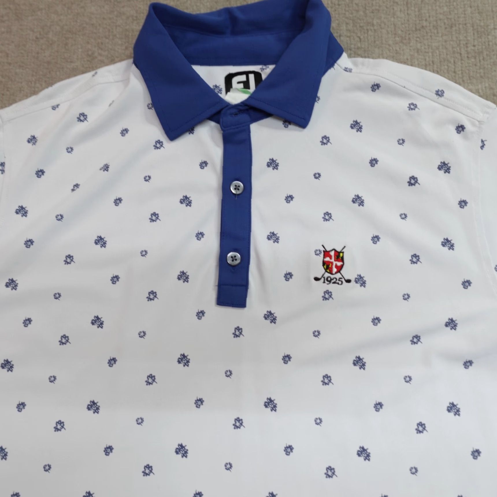 Footjoy FootJoy Polo Shirt XL White Floral Print Golf Embroidered Short Sleeve Men Polo Shirt Size US XL / EU 56 / 4 - 2 Thumbnail