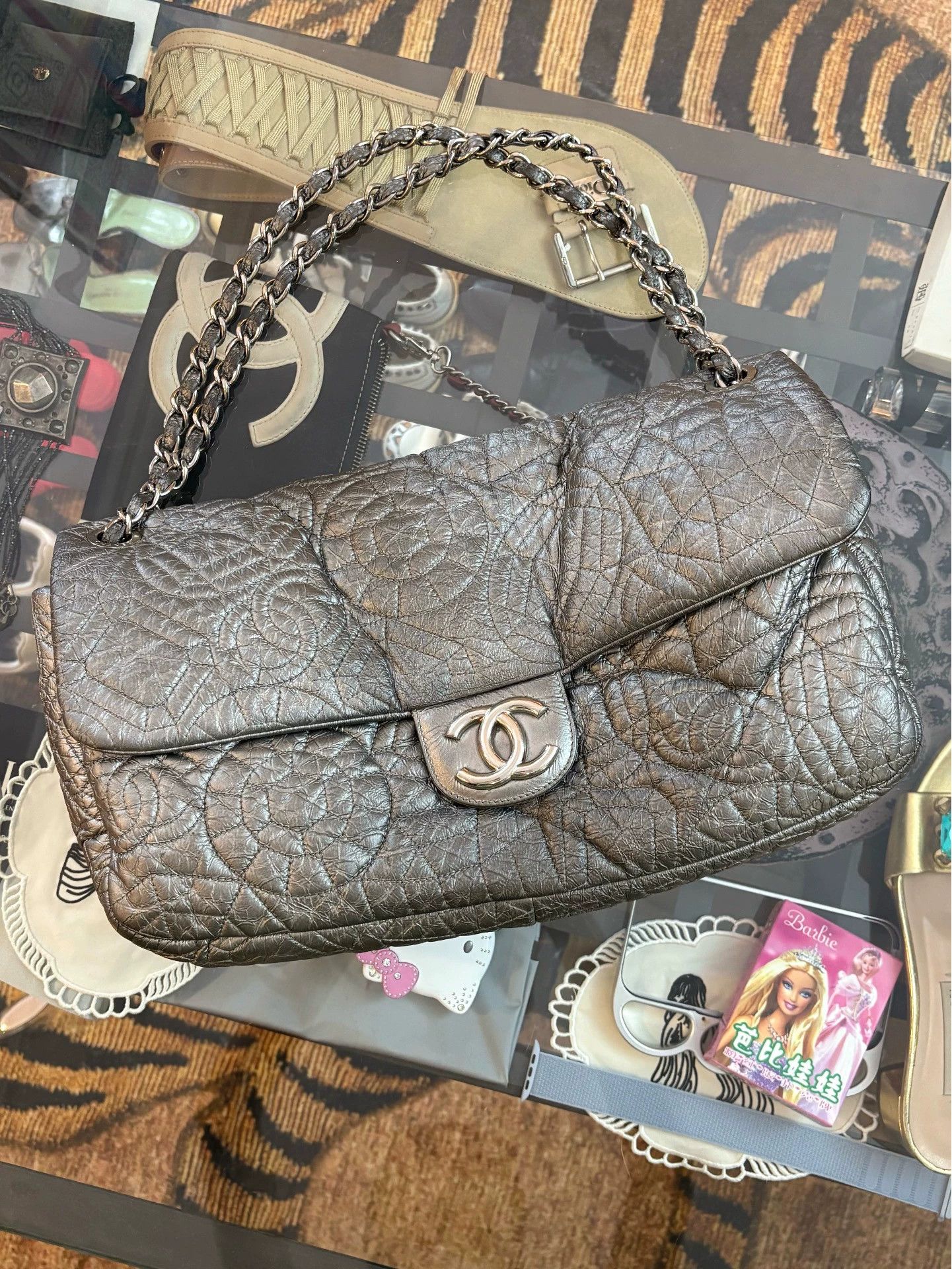 Chanel Chanel Vintage CF Silver Embossed Leather Chain Strap Bag Size ONE SIZE - 1 Thumbnail