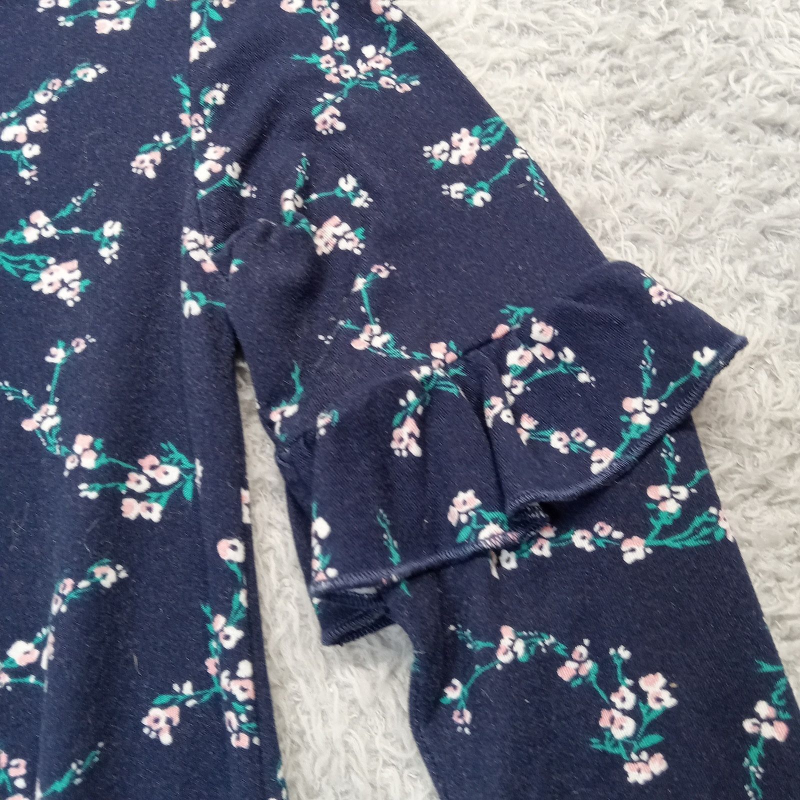 & Other Stories Pink Sparkle Top Girls 6X Ruffle Long Sleeve Blue Floral Tie Size S / US 4 / IT 40 - 2 Thumbnail