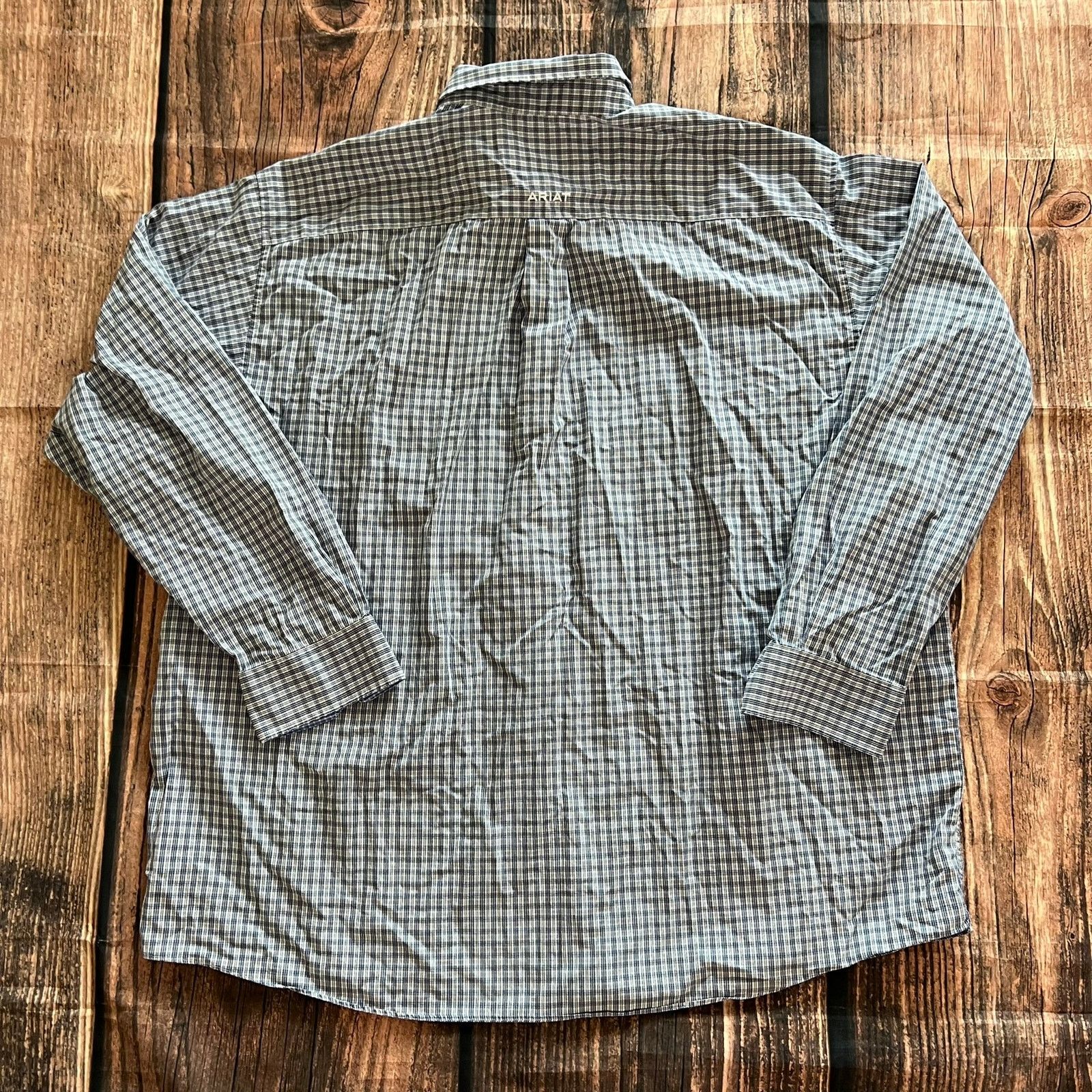 Ariat Ariat Men's 2XL Blue Plaid Long Sleeve Button Down Shirt Size US XXL / EU 58 / 5 - 5 Thumbnail