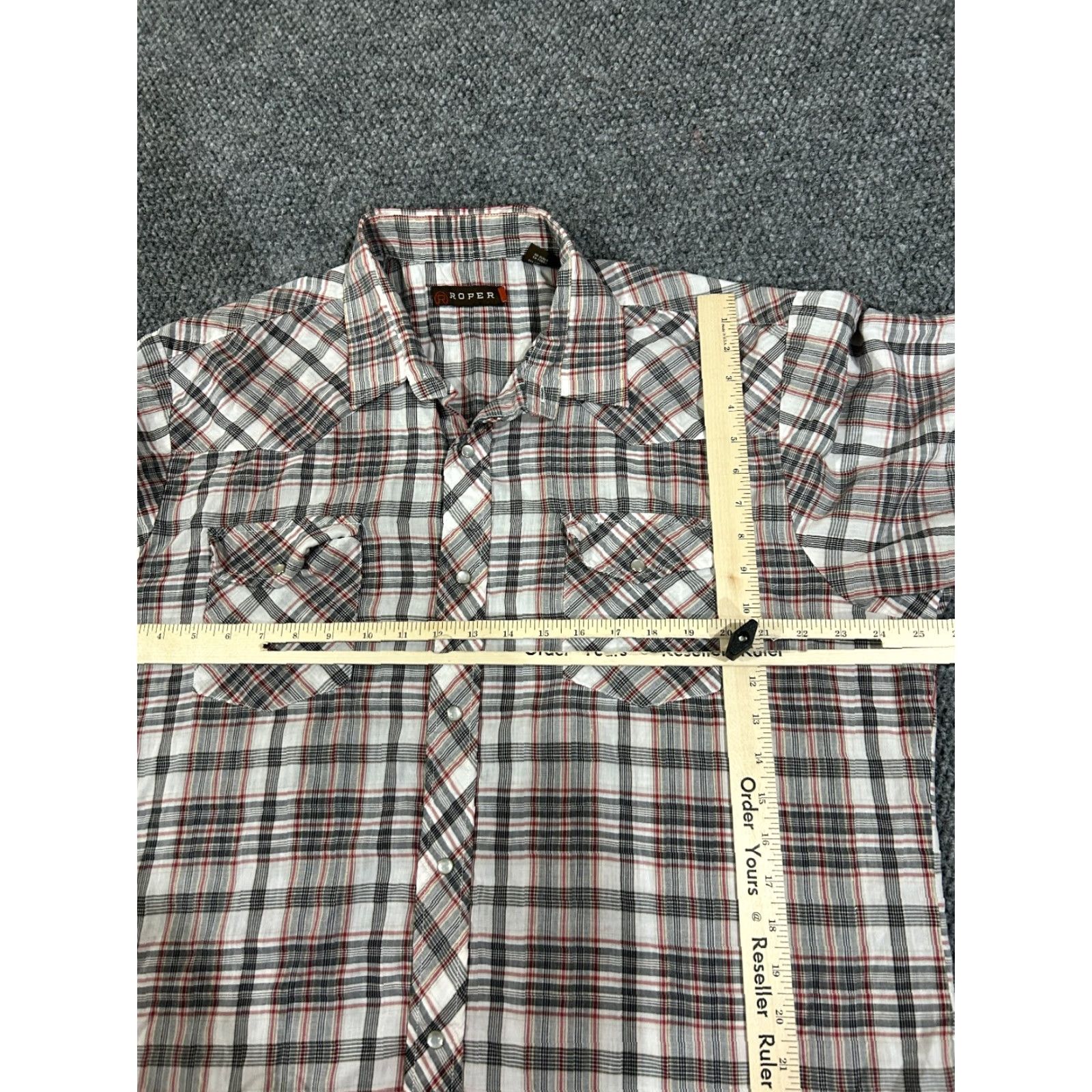Roper Roper Shirt Mens 2XL Button-Up Plaid Western Snap Cowboy Casual Multicolor Short Sleeve Collared Slimming Pockets American Western Theme Mens Size US XXL / EU 58 / 5 - 4 Thumbnail