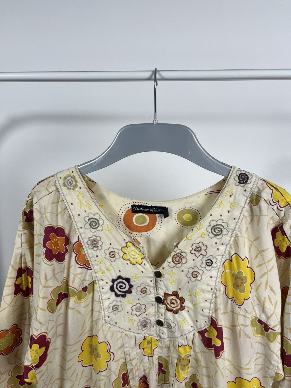 Gudrun Sjoden Gudrun Sjoden Floral Tunic Top Boho Ethnic Style Shirt S Size S / US 4 / IT 40 - 10 Thumbnail