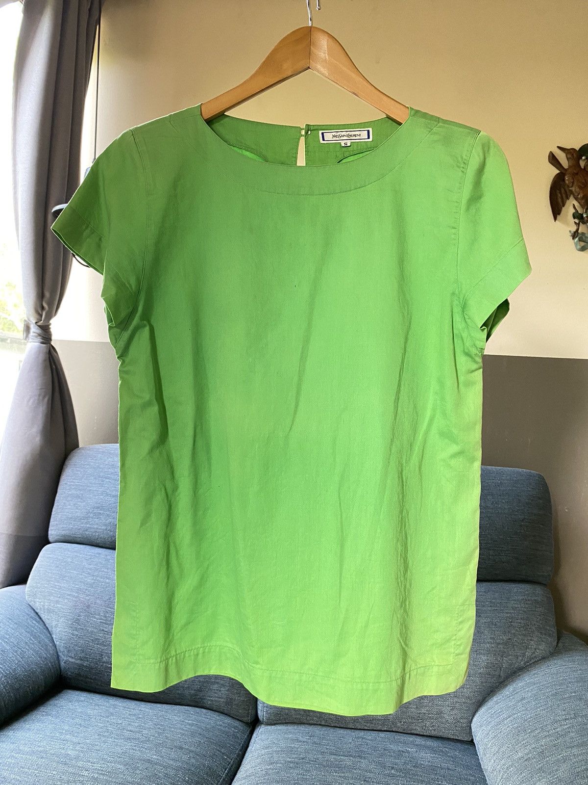 Yves Saint Laurent YVES SAINT LAURENT YSL Bright Green Satin Blouse Size S / US 4 / IT 40 - 13 Thumbnail