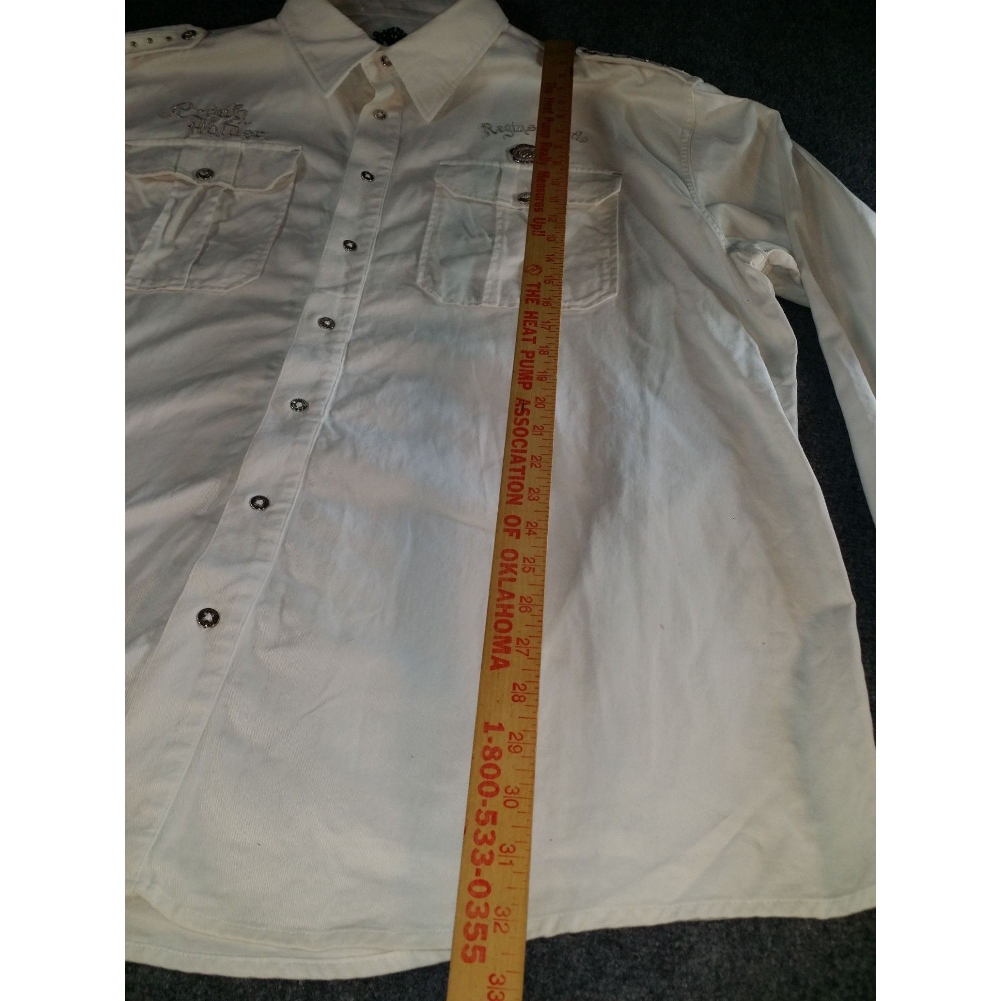 Other Crown Holder Button UP Shirt Men Sz 3XL White Rhinestone Emb Size US XXL / EU 58 / 5 - 3 Thumbnail