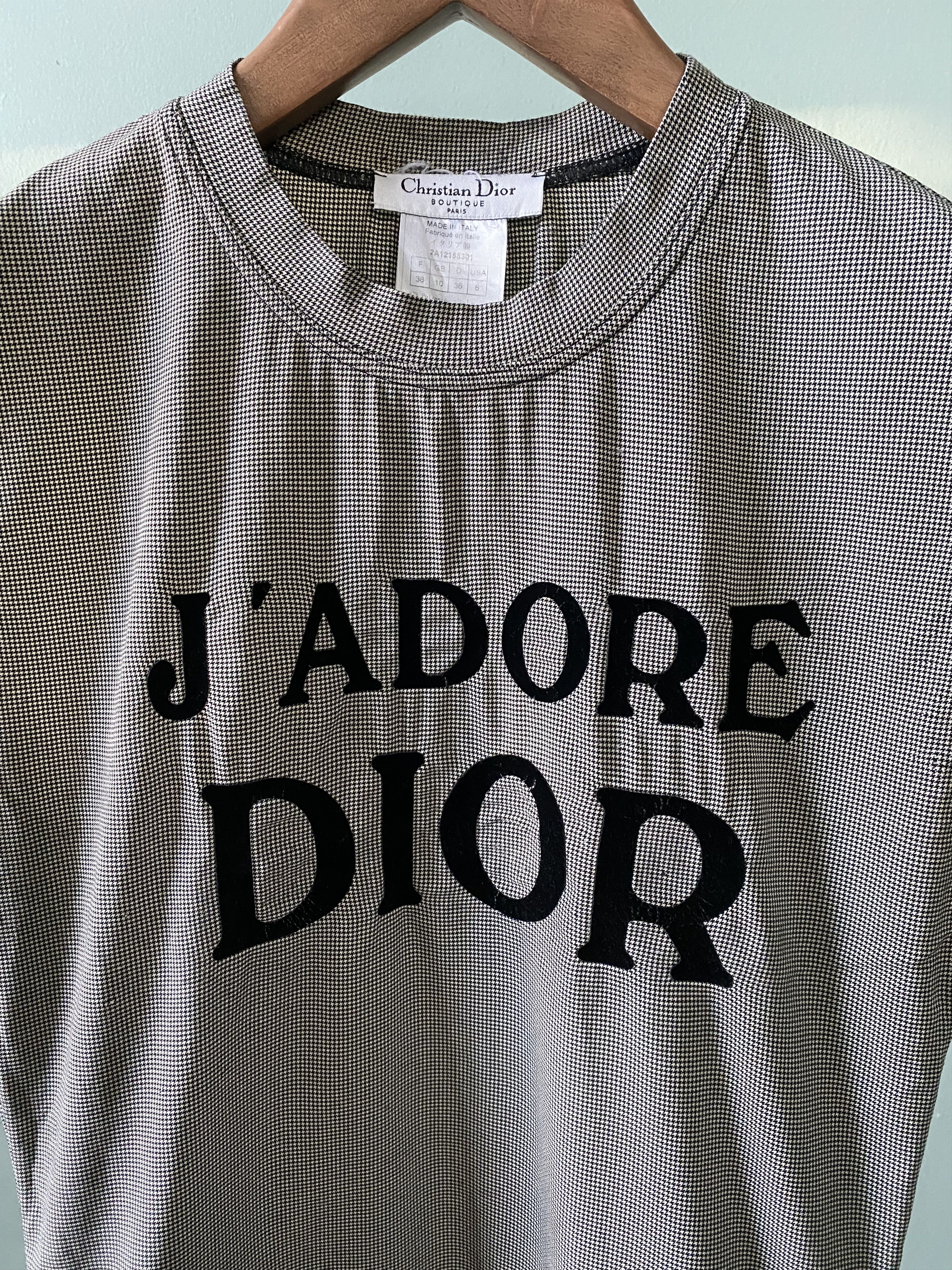 Dior Fall Winter 2002 "J'ADORE DIOR" Houndstooth Print Tank Top Size XS / US 0-2 / IT 36-38 - 4 Thumbnail