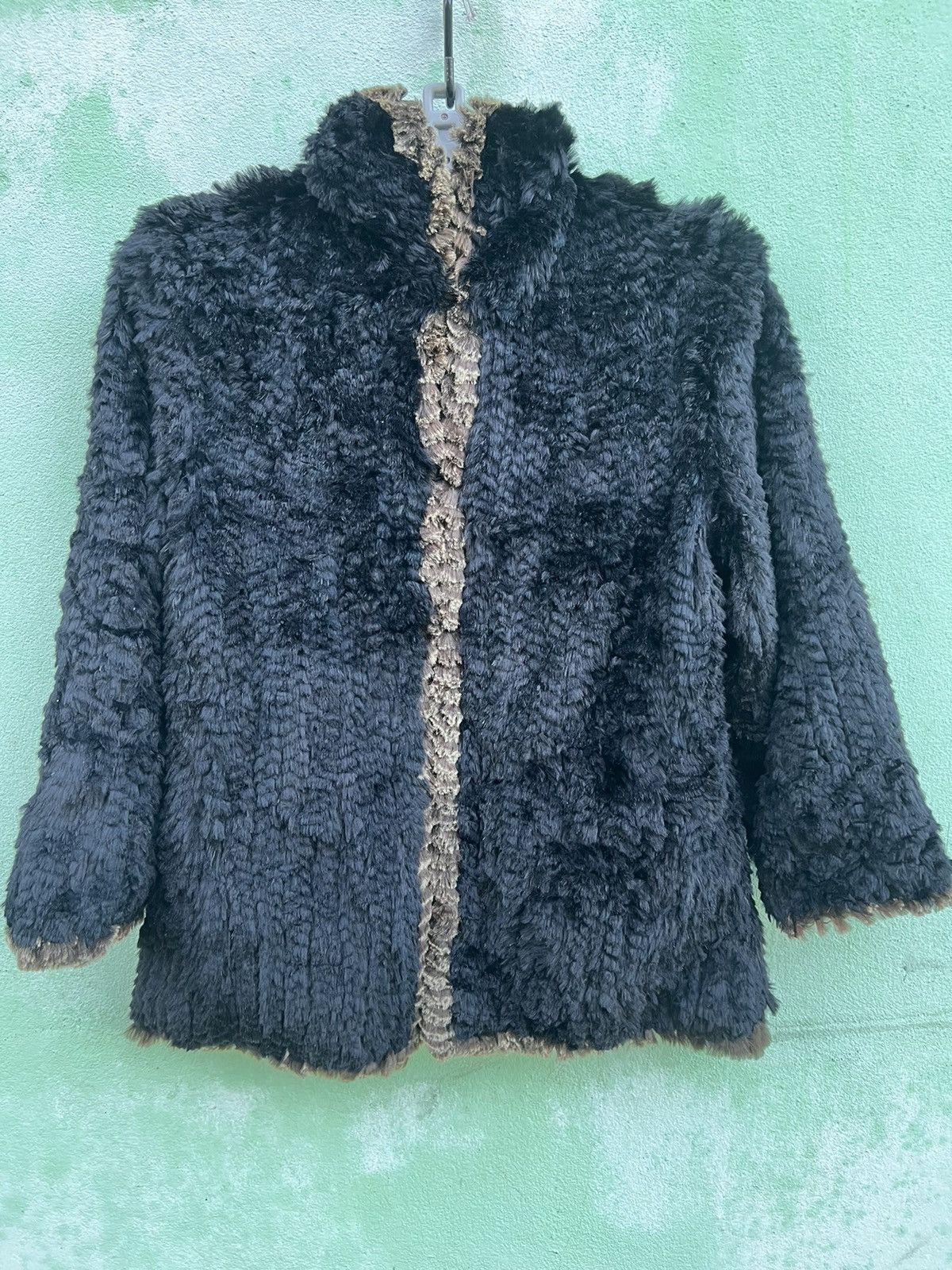 Furugi USED vintage 100% silk rabbit fur reversible jacket