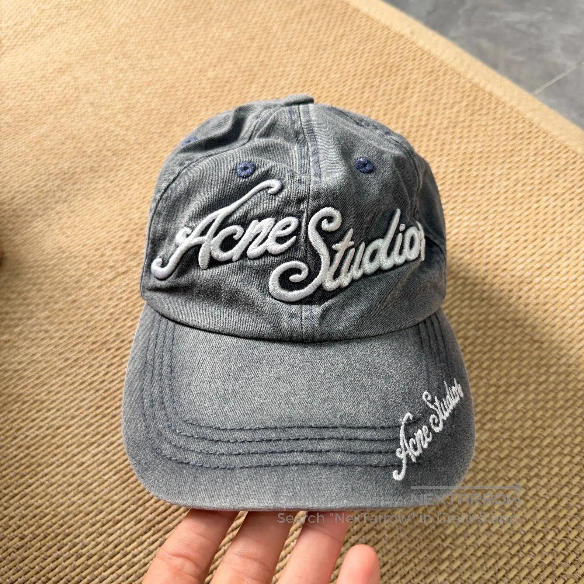 Acne Studios Acne Studios Gray Blue Distressed Cap. Size ONE SIZE - 2 Thumbnail