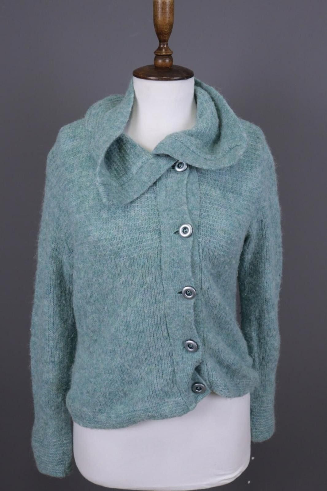 Designer Aventures des Toiles Green Wool Alpaca Knit Jacket Size 40 Size M / US 6-8 / IT 42-44 - 1 Thumbnail