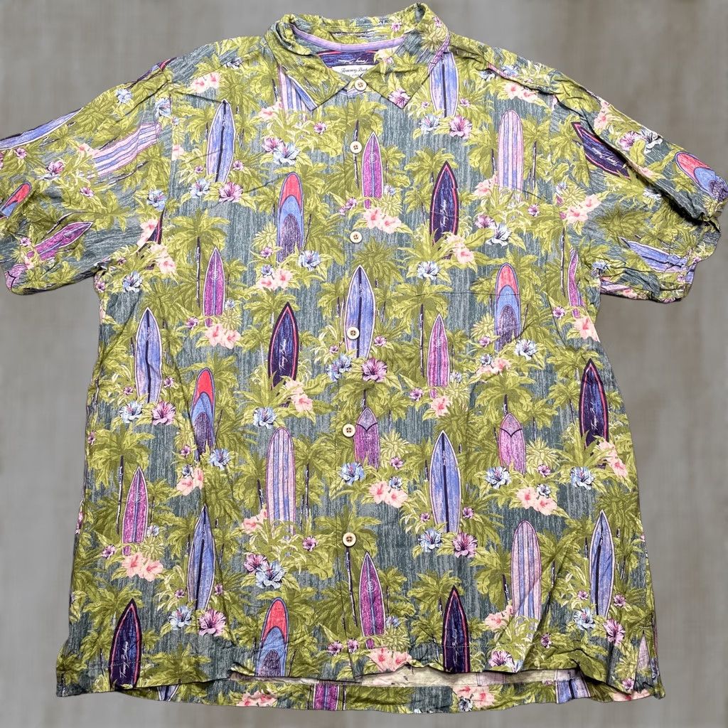 Tommy Bahama Tommy Bahama Veracruz Cay Shirt Mens XL Green Surfboard Hawaiian Aloha Viscose Size US XL / EU 56 / 4 - 1 Thumbnail