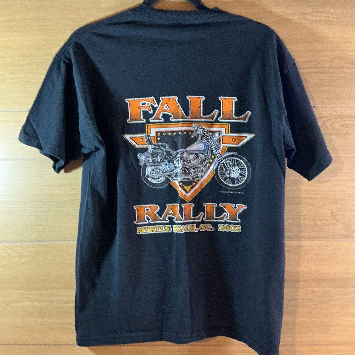 Jerzees Vintage Jerzees Black Tee with Orange Bike Rally Men’s Med Size US M / EU 48-50 / 2 - 1 Thumbnail