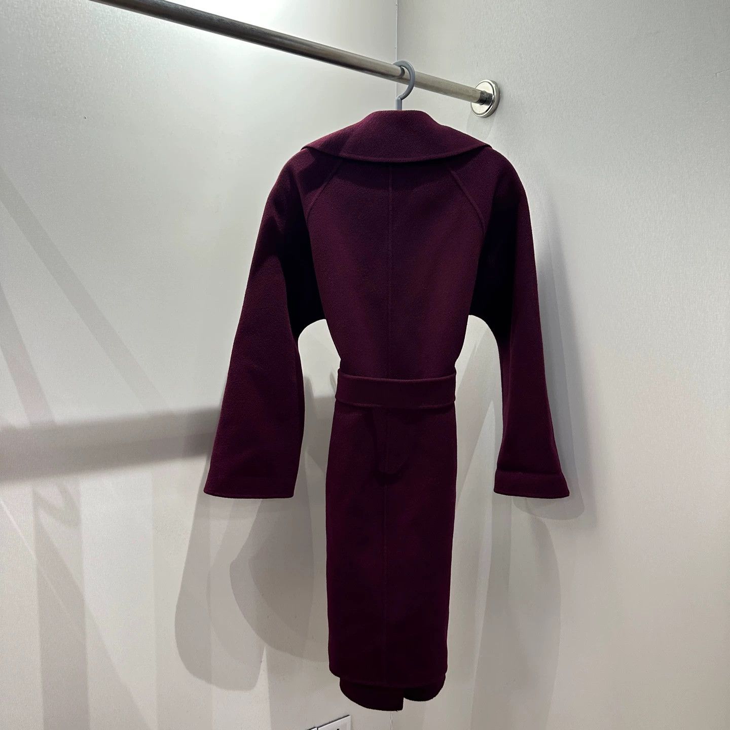 Max Mara Maxmara Apr505 Wine Red Tie Belt Wool Coat 34 Size XS / US 0-2 / IT 36-38 - 2 Thumbnail