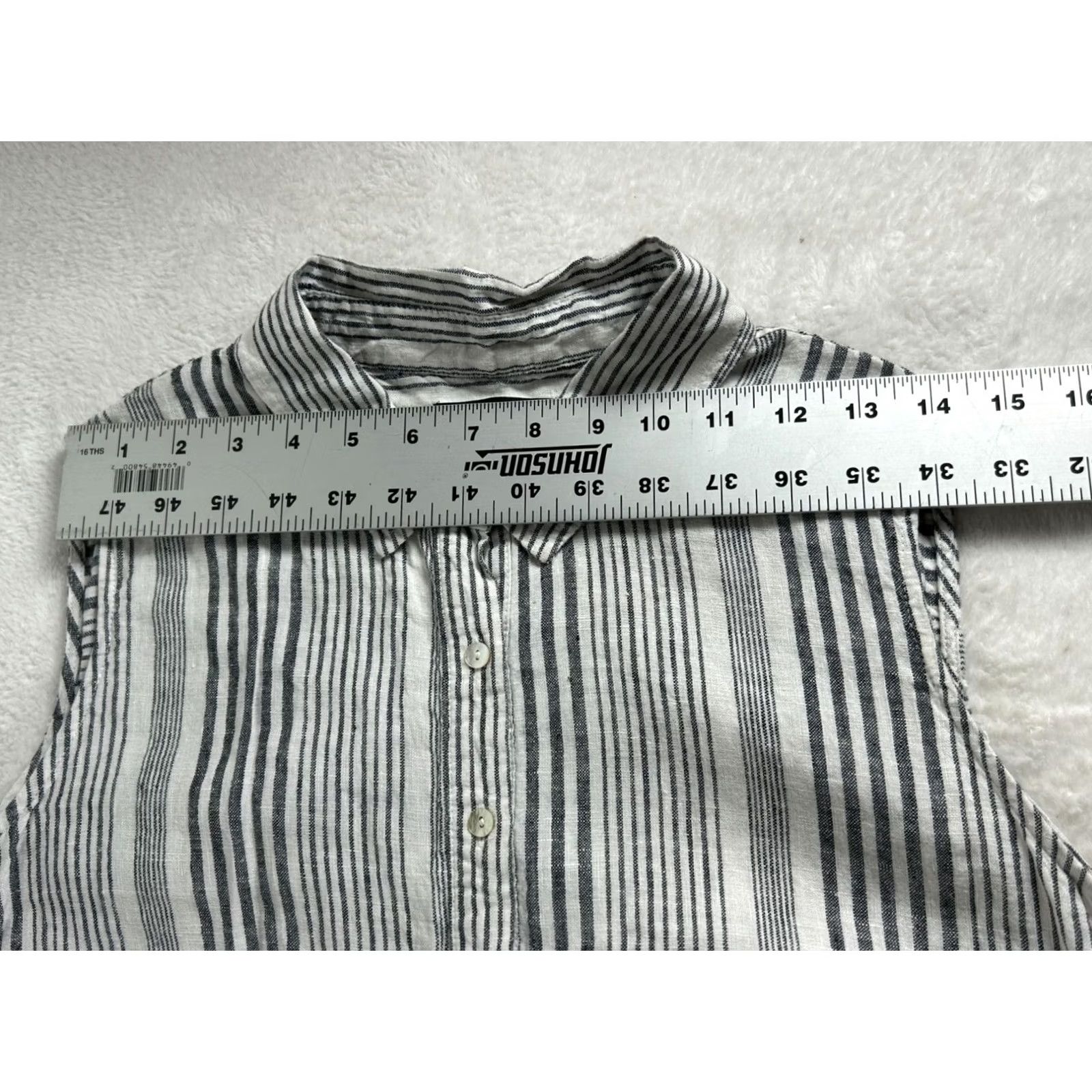 Vintage Tahari Womens Striped 100% Linen Sleeveless Shift Dress 1X Black & White Casual Size XL / US 12-14 / IT 48-50 - 6 Thumbnail