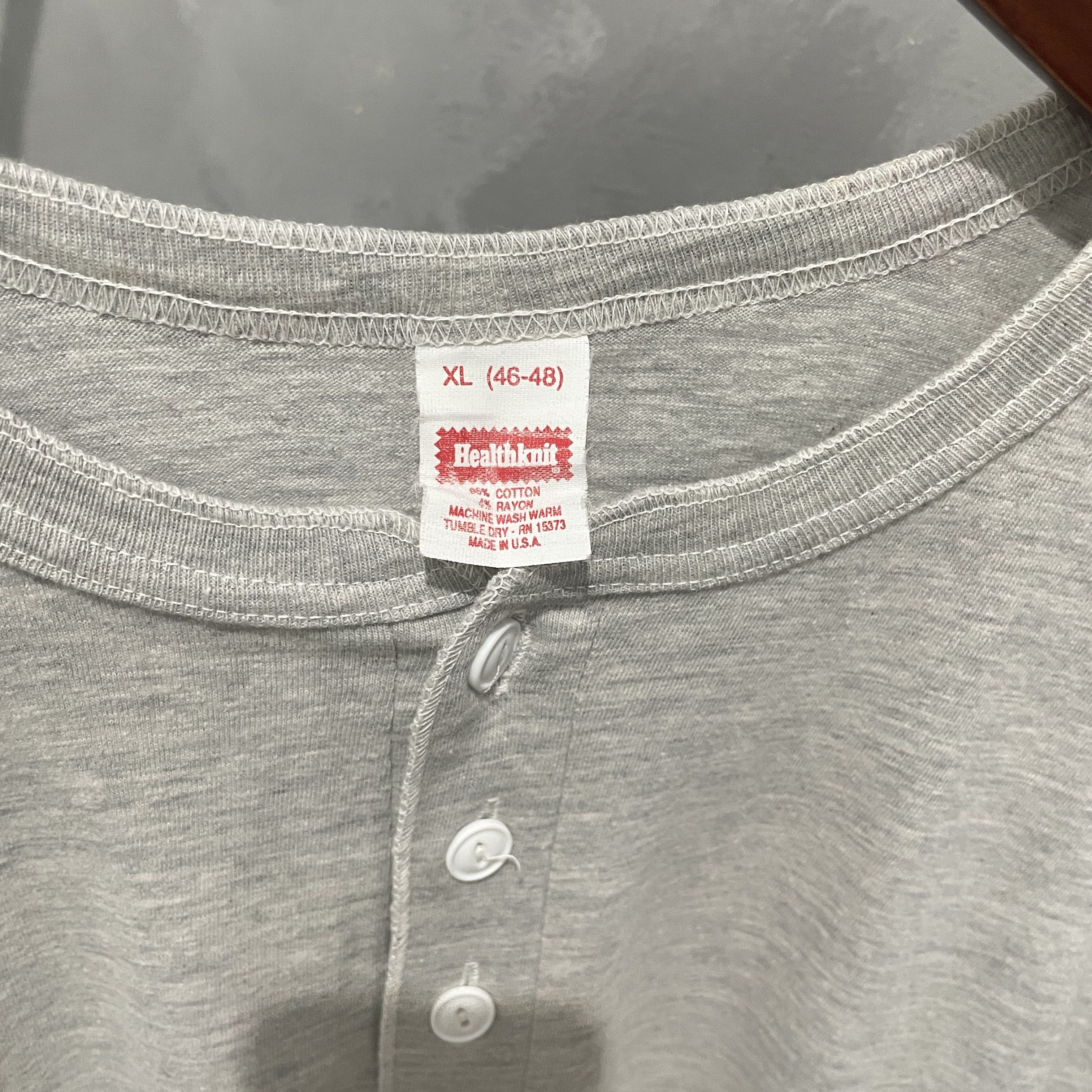 Vintage Vintage 70s Ash Grey Henley T Shirt Size US XL / EU 56 / 4 - 3 Thumbnail