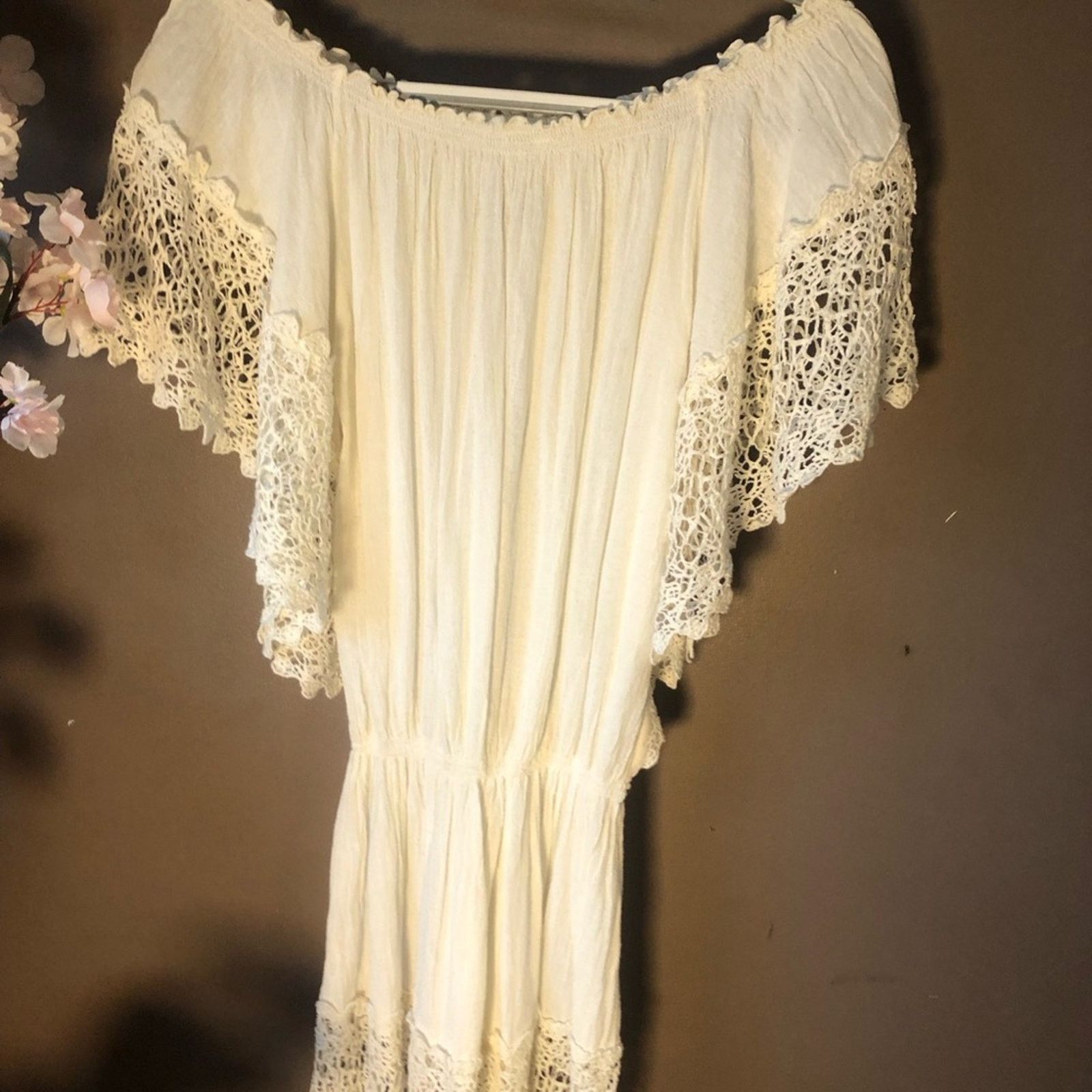 NBDN Nobrandedon Dress White linens stretch with knitted embroidery. Size S / US 4 / IT 40 - 5 Thumbnail