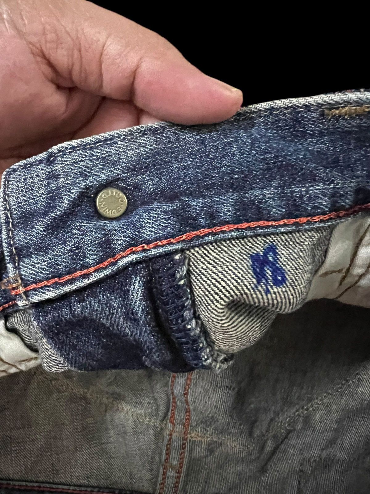 Edwin × If Six Was Nine × Le Grande Bleu (L.G.B.) EDWIN EXCLUSIVE VINTAGE BLUE DENIM NICE DESIGN VERY RARE Size US 33 - 12 Thumbnail
