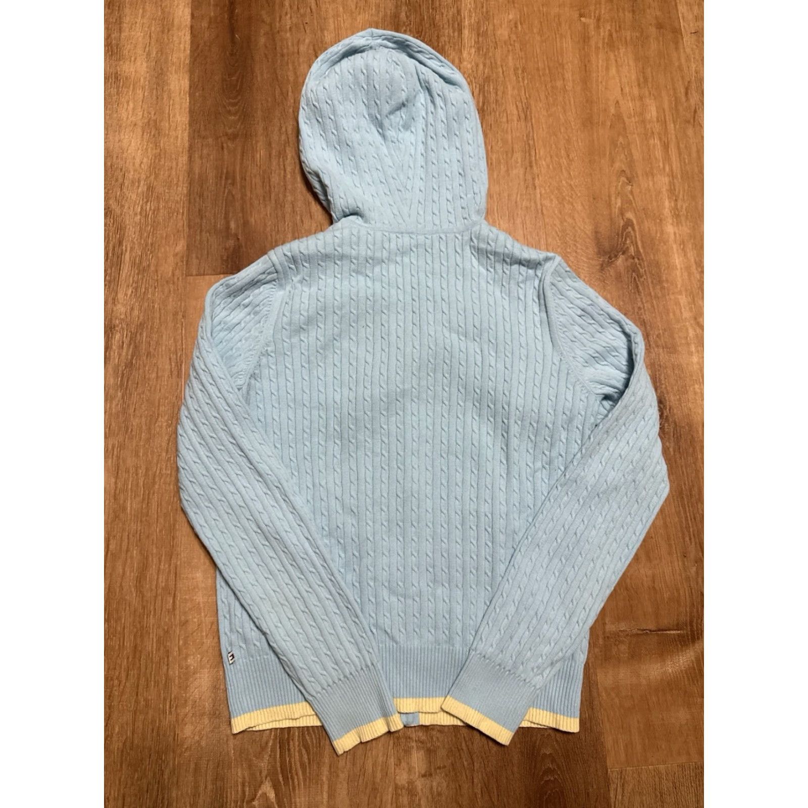Tommy Hilfiger VINTAGE Tommy Hilfiger Womens Jacket Blue Full Zip Cable Knit Lightweight M Women Size M / US 6-8 / IT 42-44 - 2 Thumbnail