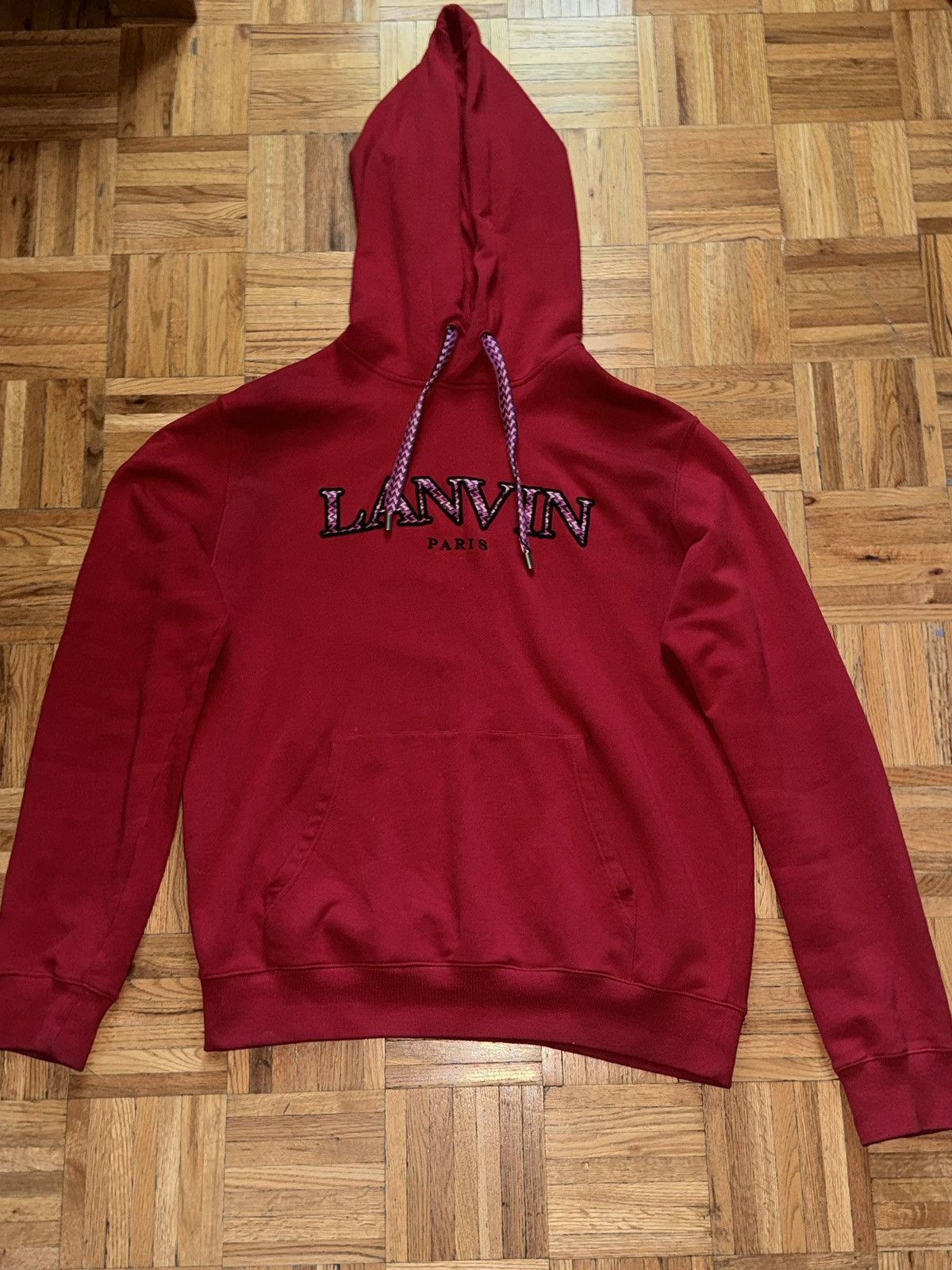 Lanvin LANVIN Curb Red Embroidered Hoodie XL - Lipstick Size US XL / EU 56 / 4 - 2 Thumbnail